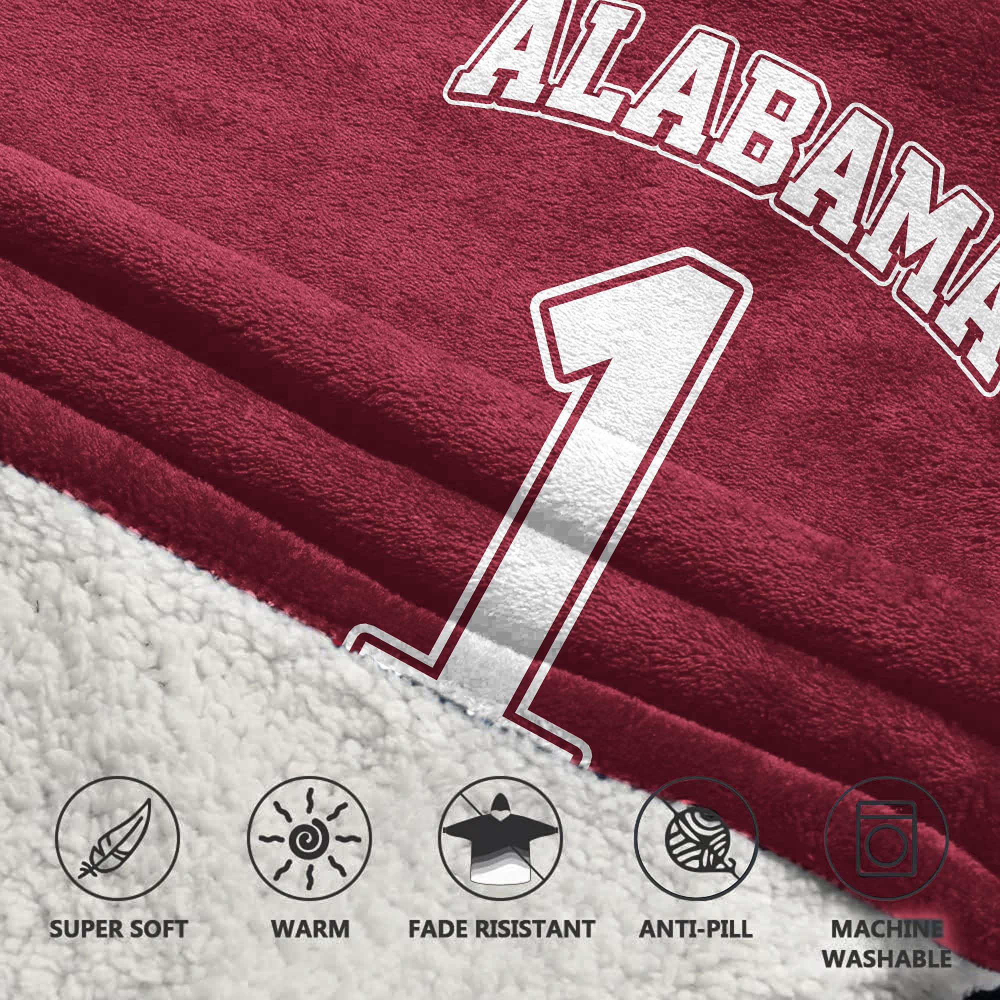 Adult #1 Alabama Football Unisex Blanket Hoodie