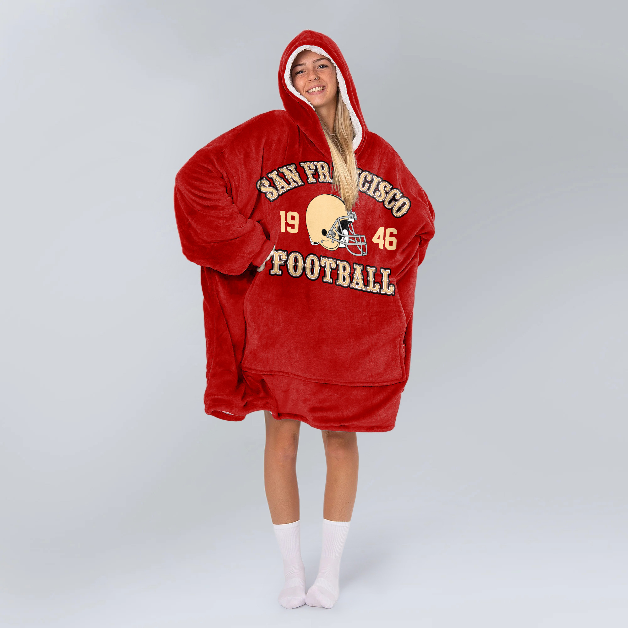 Adult San Francisco 49ers Football Unisex Blanket Hoodie