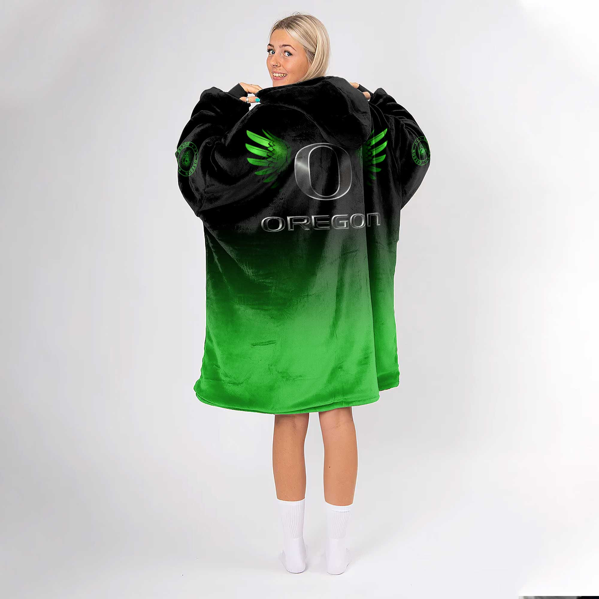 Adult Oregon Football Unisex Blanket Hoodie
