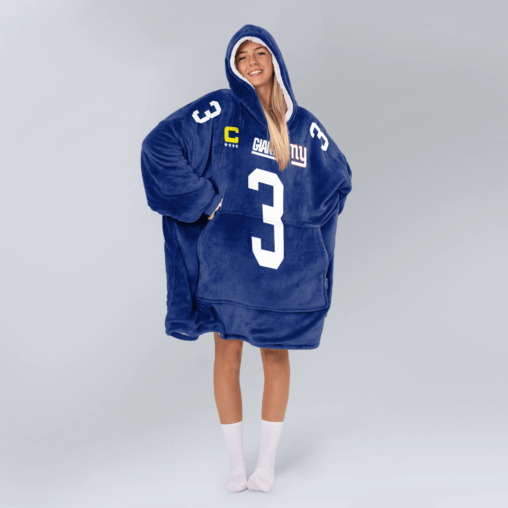 Adult R.W 3 Captain New York G Football Unisex Blanket Hoodie