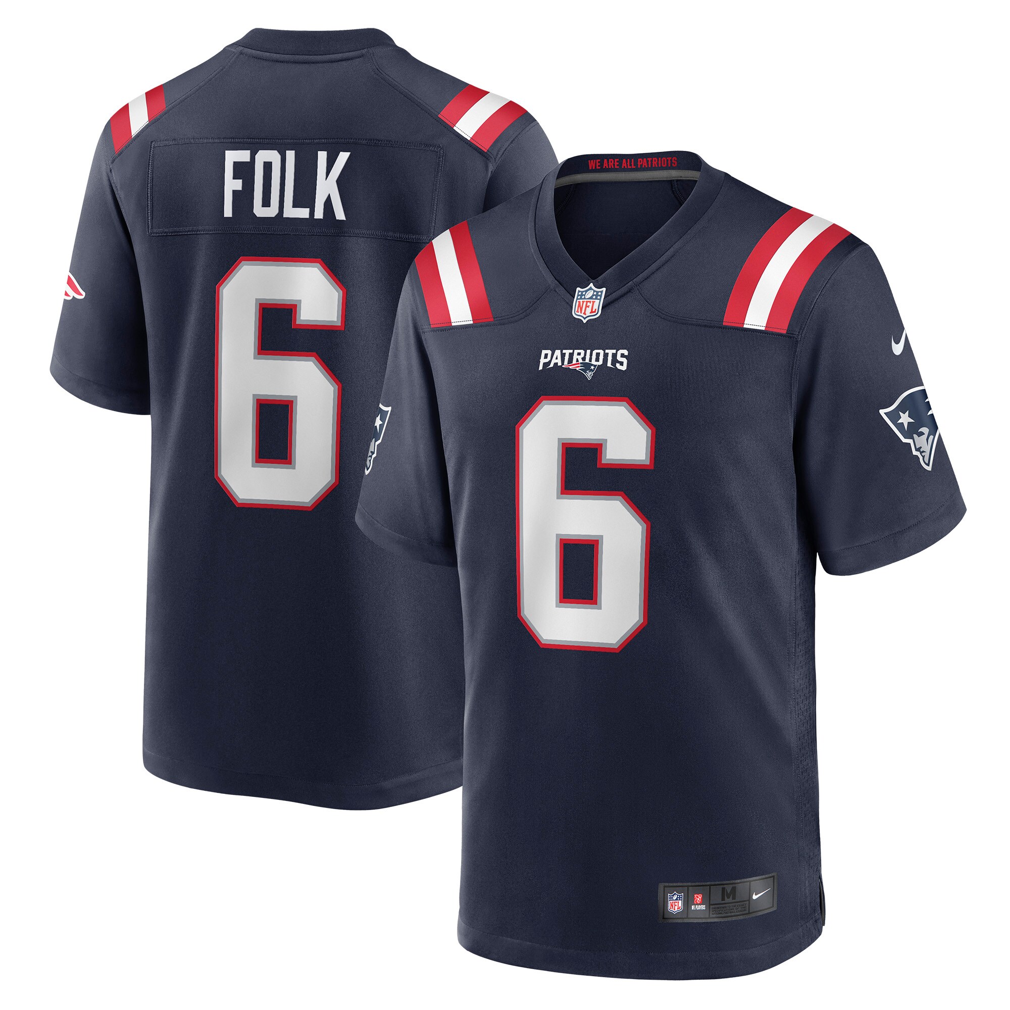 Nick Folk New England Patriots  Game Jersey - Navy