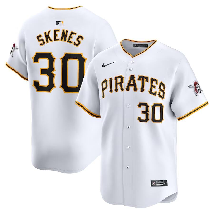 Men's Pittsburgh Pirates #30 Paul Skenes  White Home Limited Player Jersey