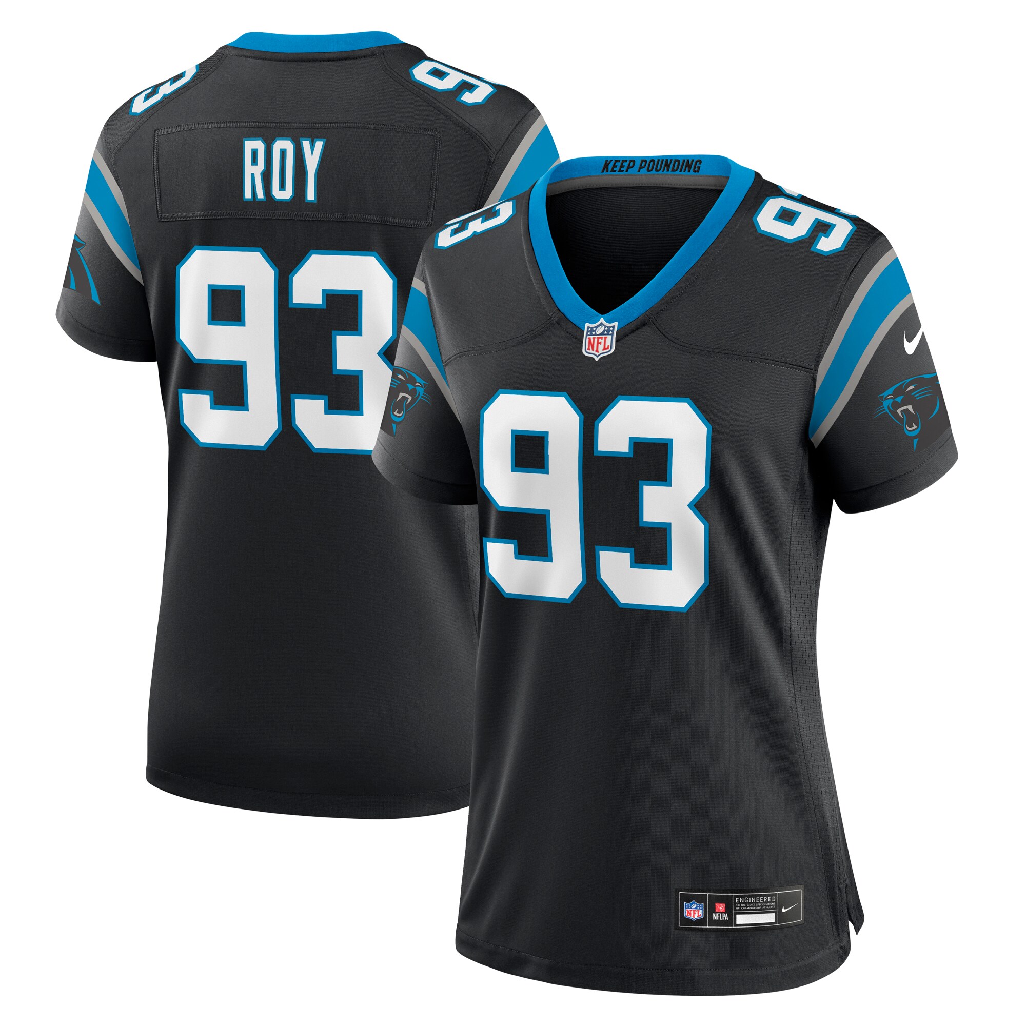 Bravvion Roy Carolina Panthers  Women's Team Game Jersey - Black