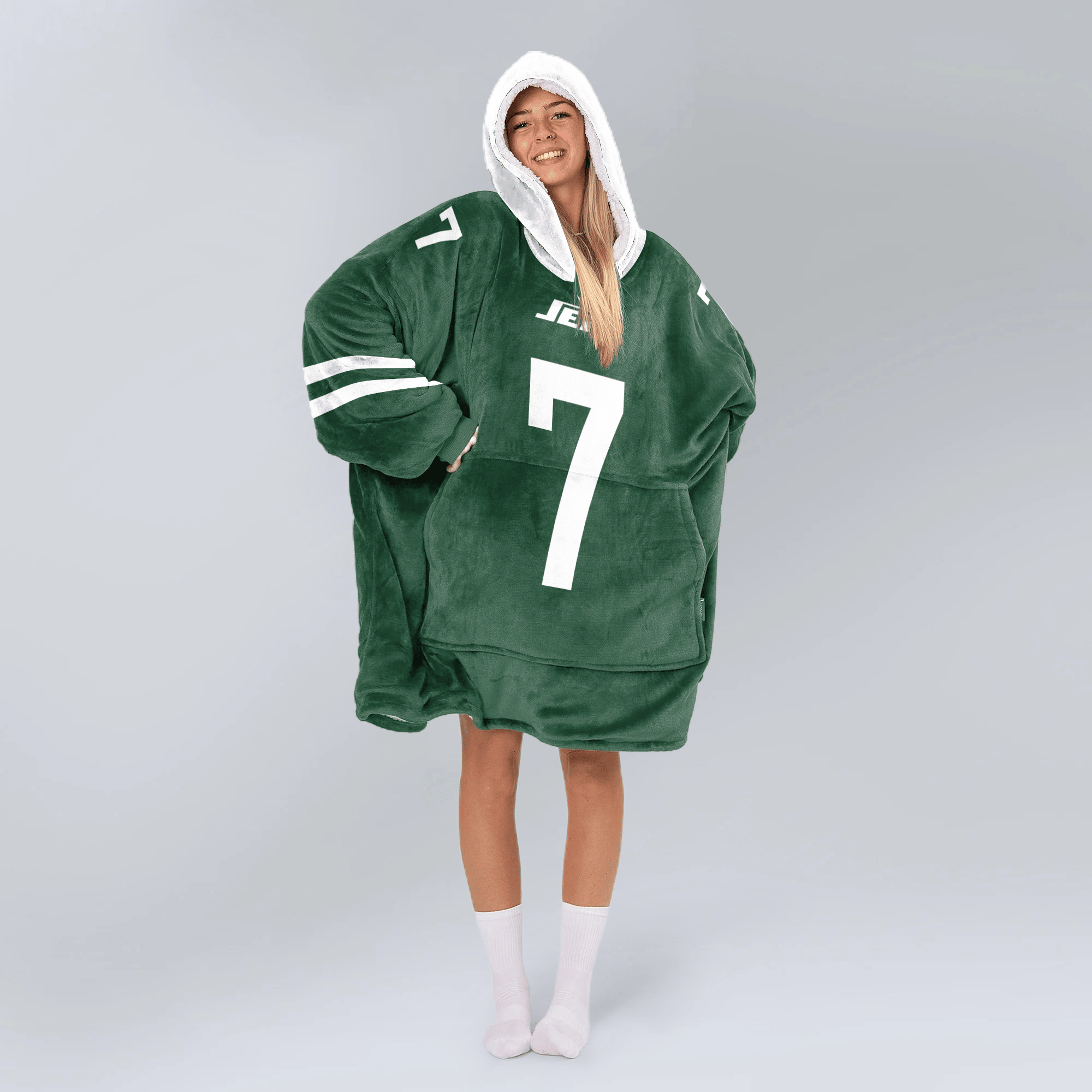 Adult J.F 7 New York J Football Unisex Blanket Hoodie