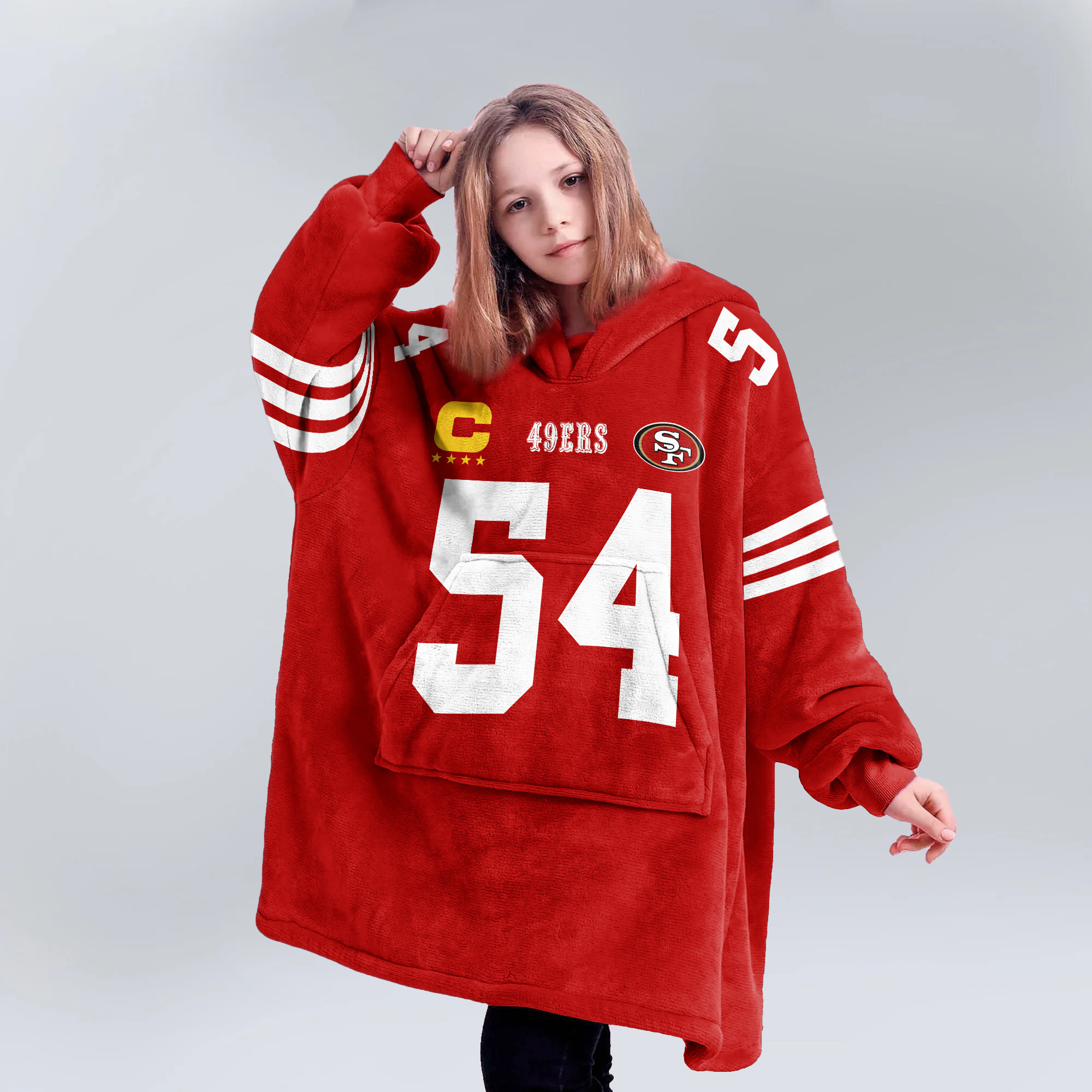 Adult Captain 54 San Francisco 49ers Football Unisex Blanket Hoodie
