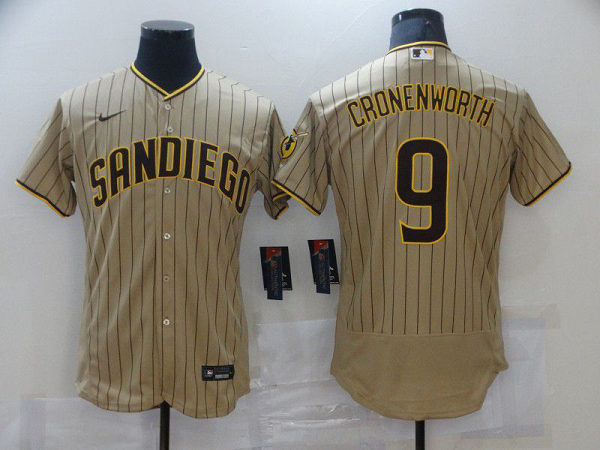 Men San Diego Padres #9 Cronenworth brown stripe Elite 2021  MLB Jersey