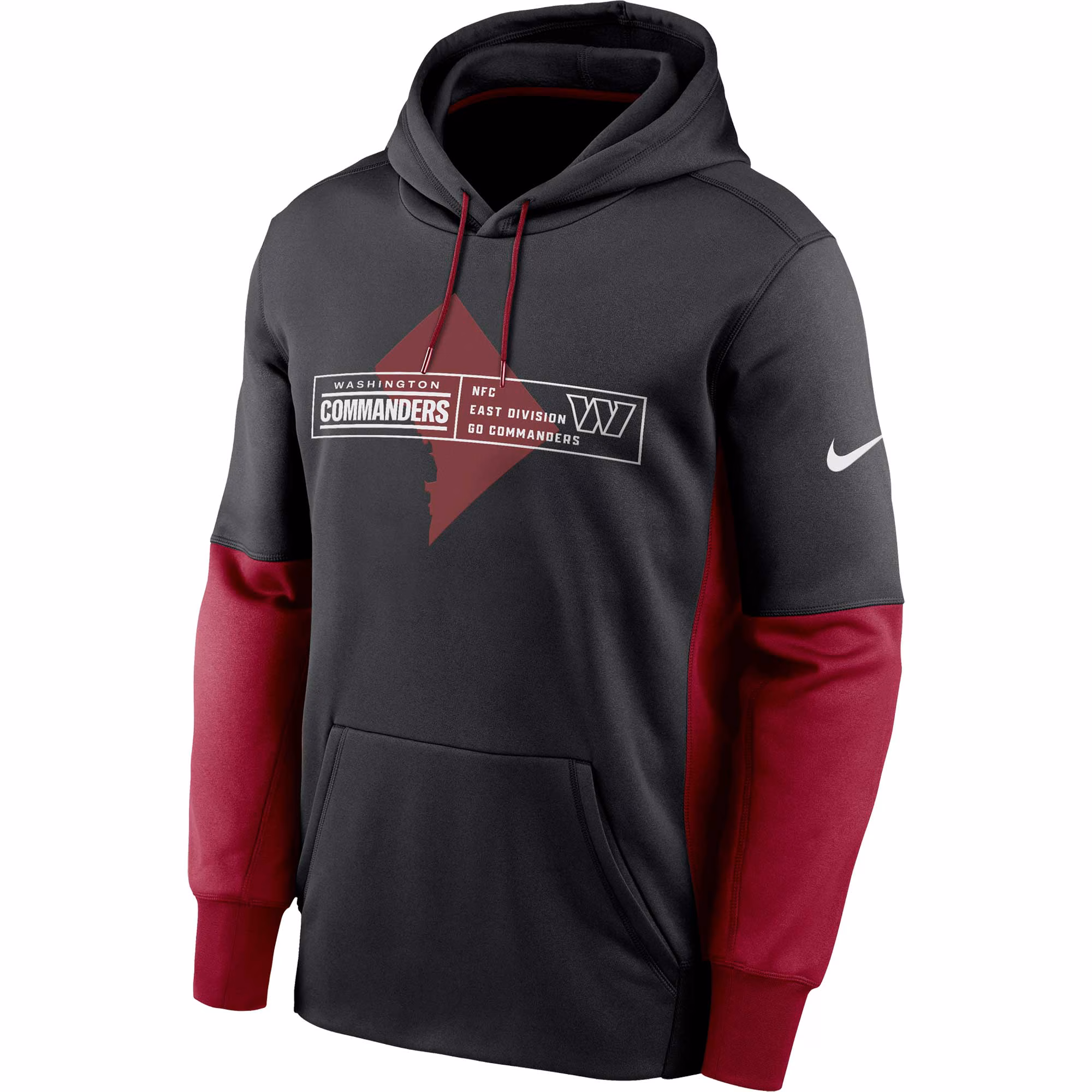 Washington Commanders Color Block Fleece Performance Pullover Hoodie - Black