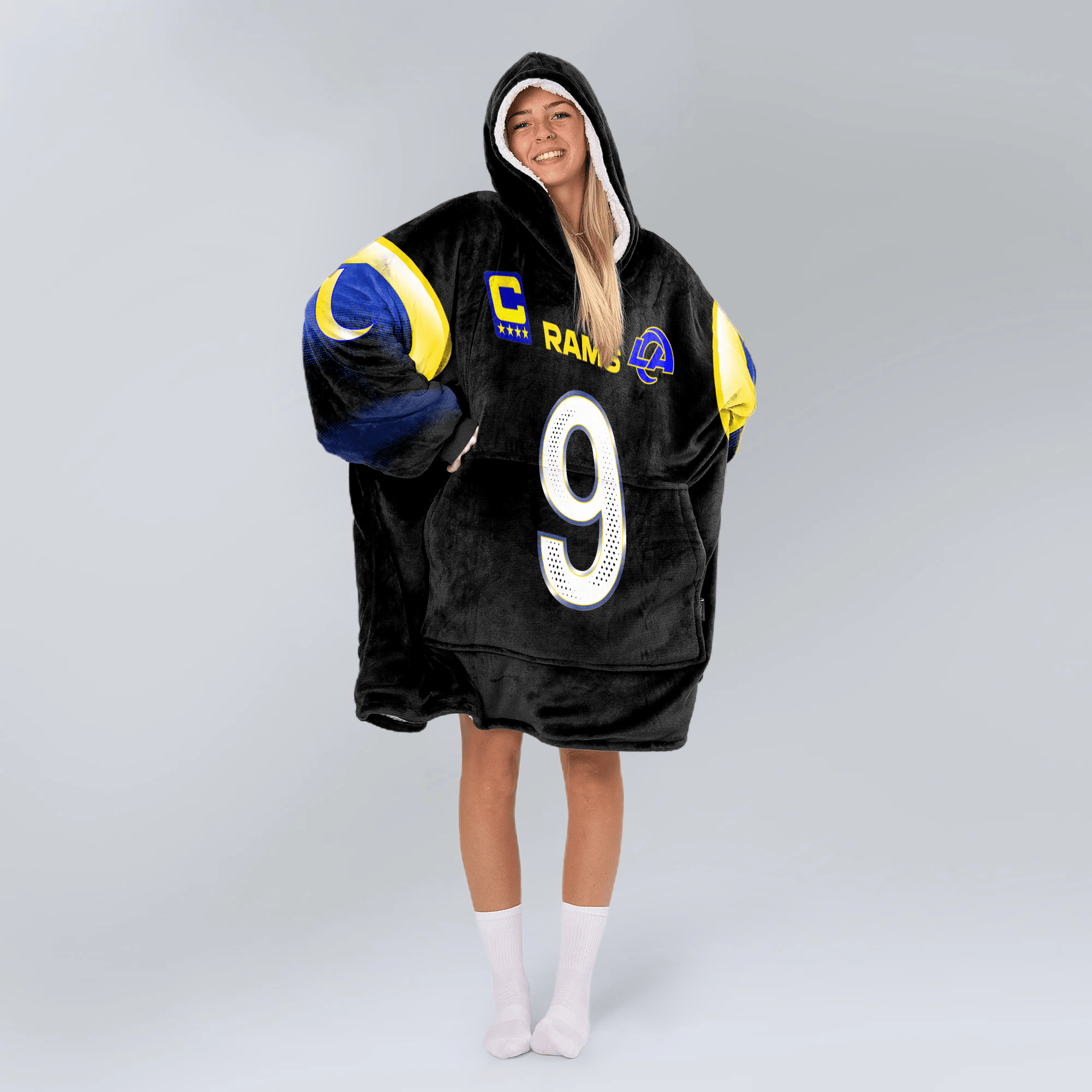 Adult M.S 9 Captain Los Angeles R Football Unisex Blanket Hoodie