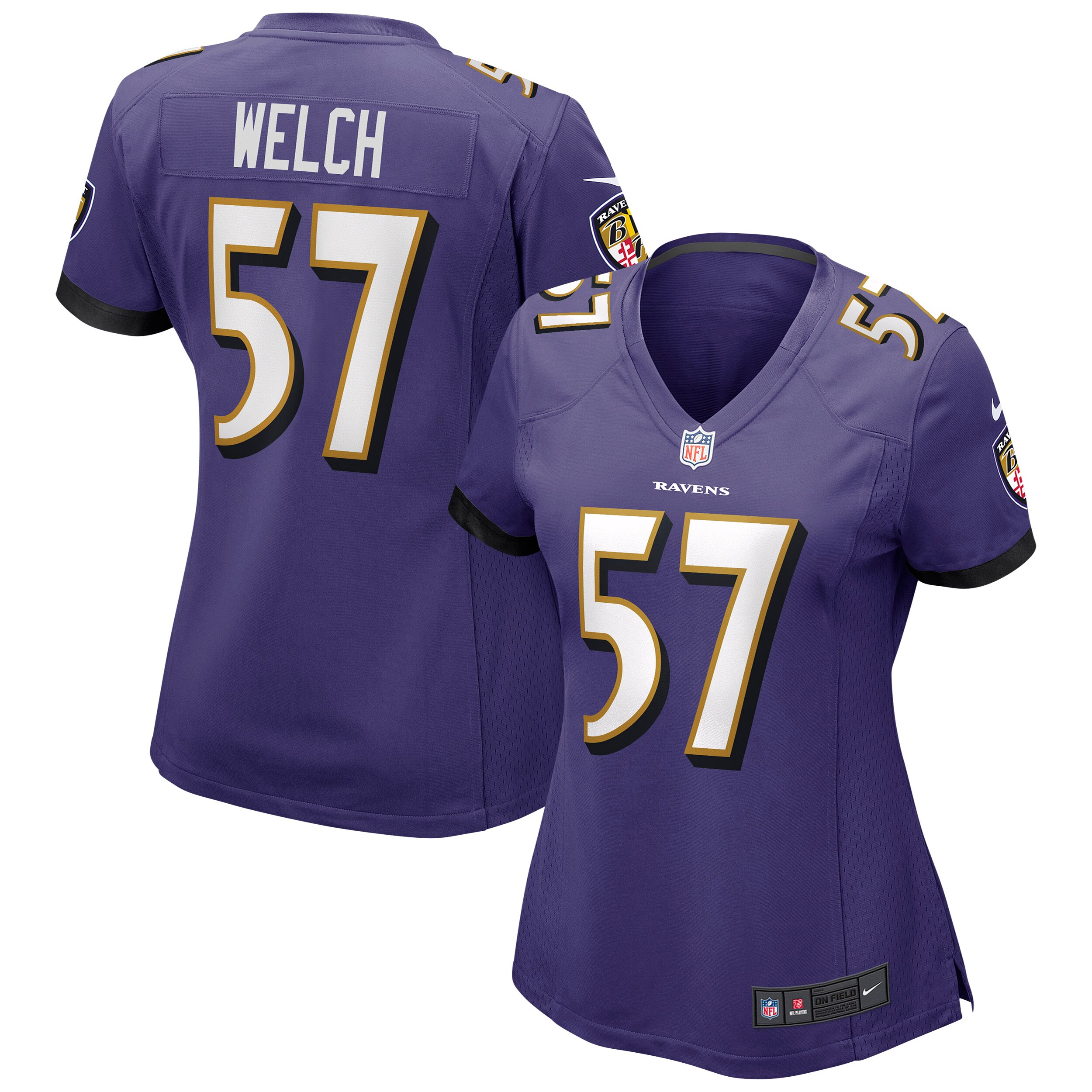 Kristian Welch Baltimore Ravens  Women's Game Jersey - Purple