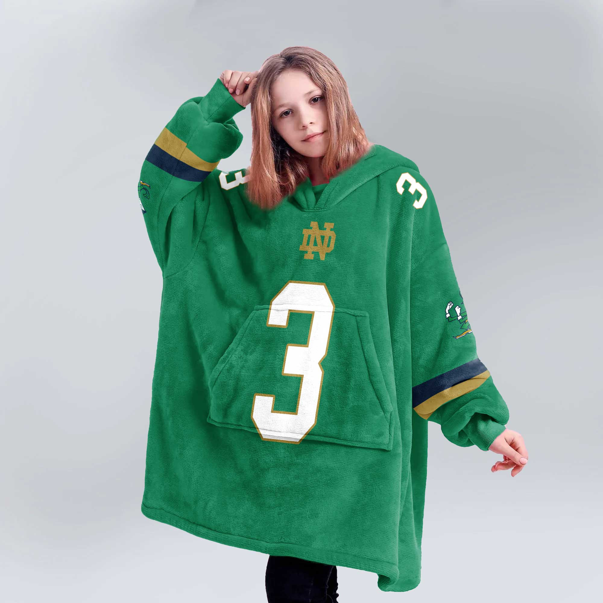 Adult 3 Notre Dame Football Unisex Blanket Hoodie