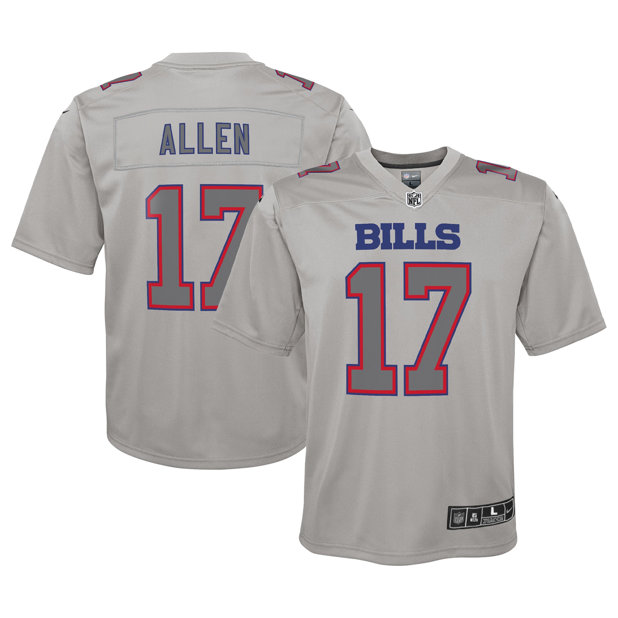 Josh Allen Buffalo Bills Youth Atmosphere Game Jersey - Gray