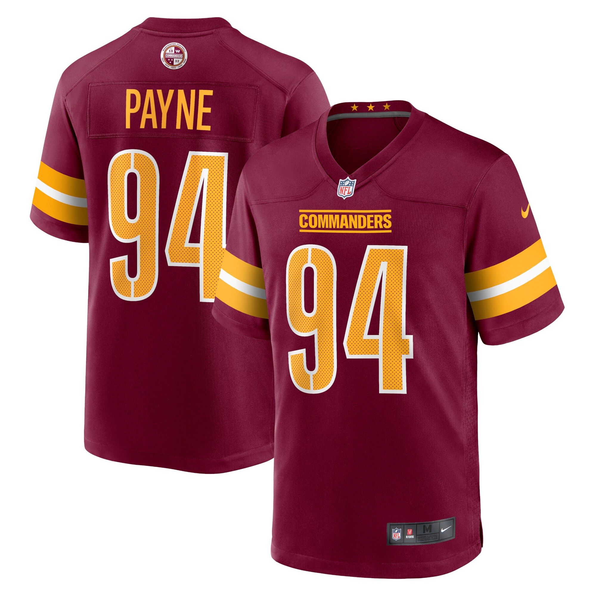 Da'Ron Payne Washington Commanders  Game Jersey - Burgundy