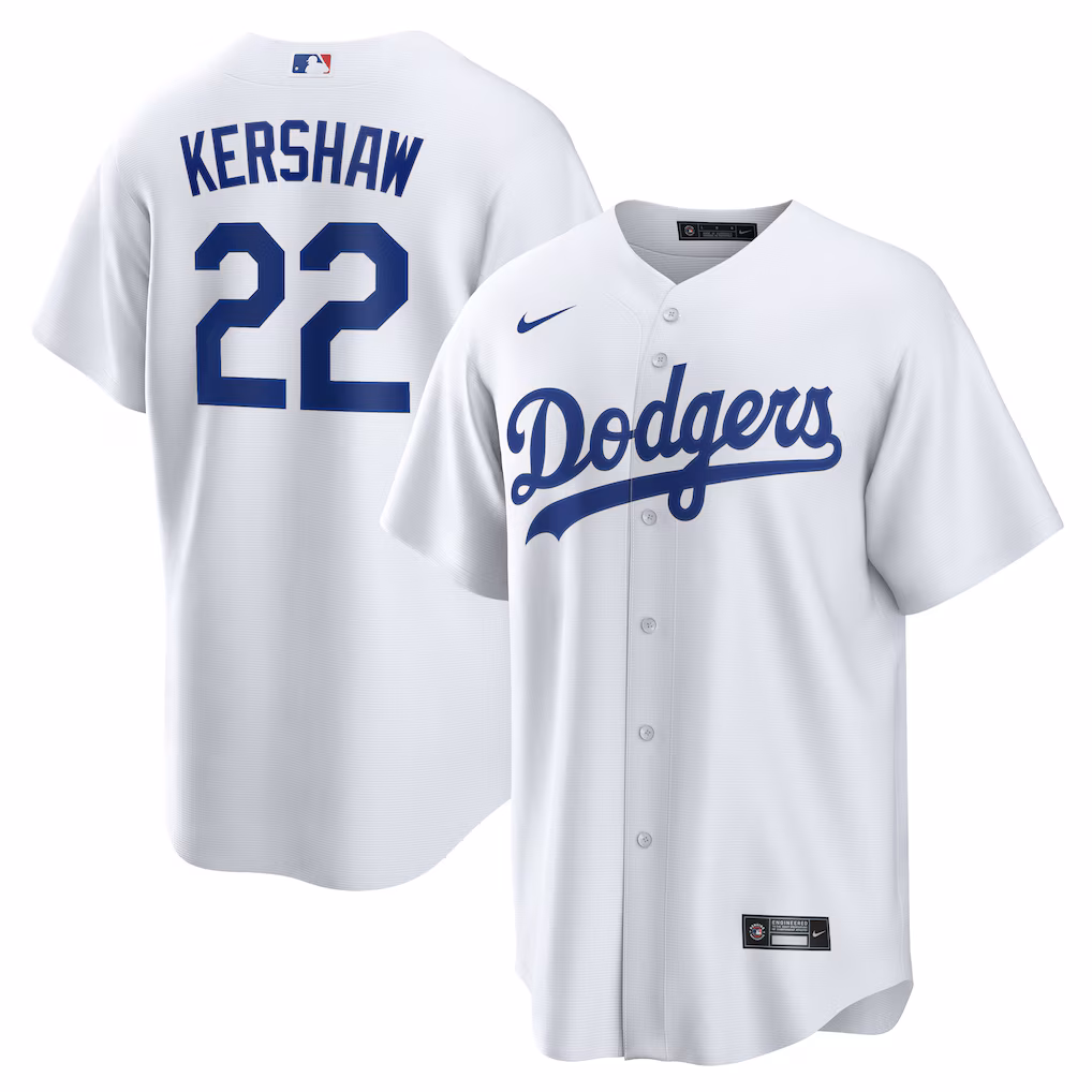 Clayton Kershaw #22 Los Angeles Dodgers Home Replica Player Name Jersey - White
