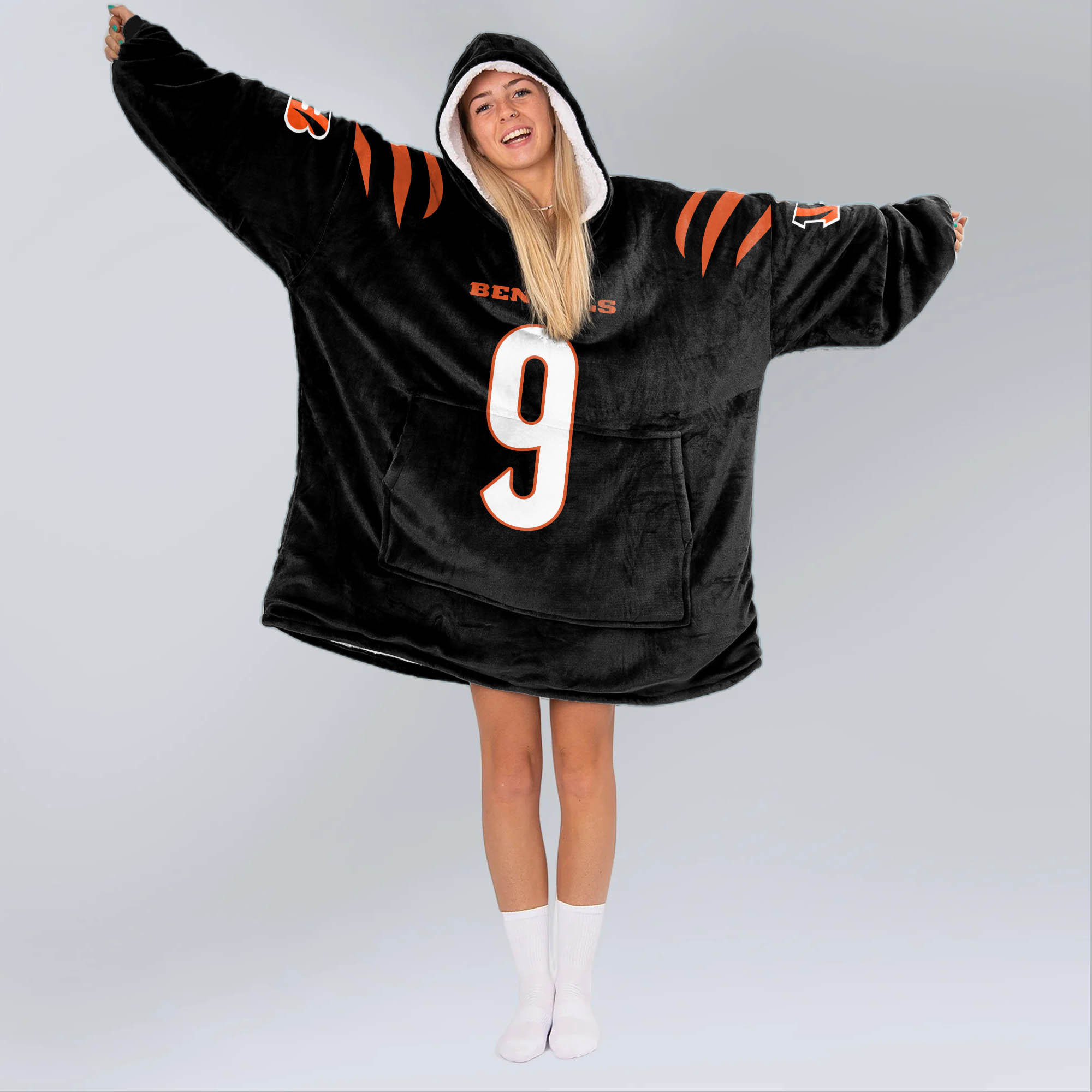 Adult J.B 9 Cincinnati Football Unisex Blanket Hoodie