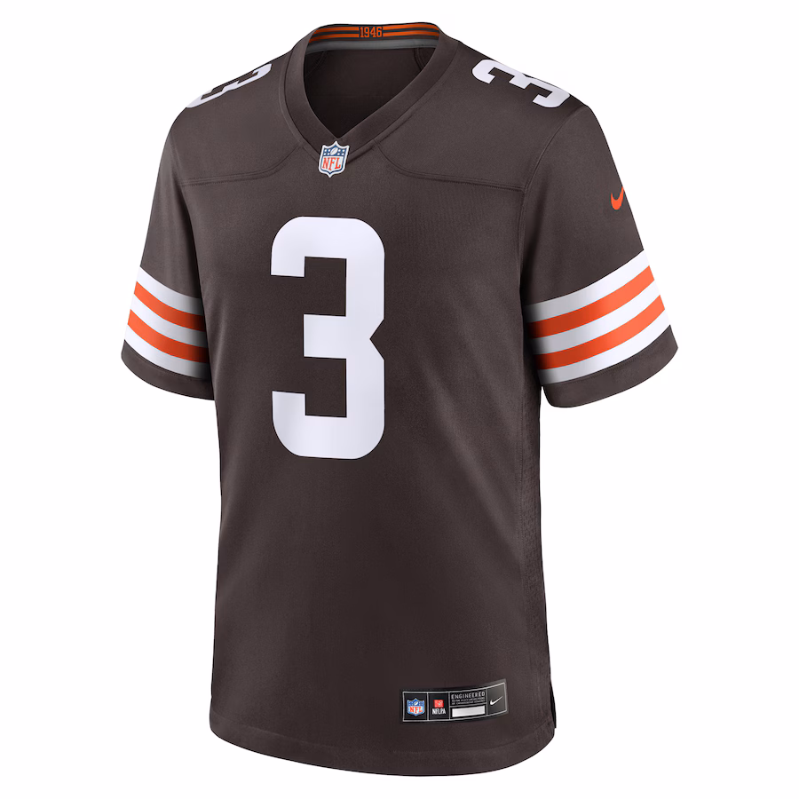 Men's Jerry Jeudy #3 Brown Cleveland Browns Game Jersey