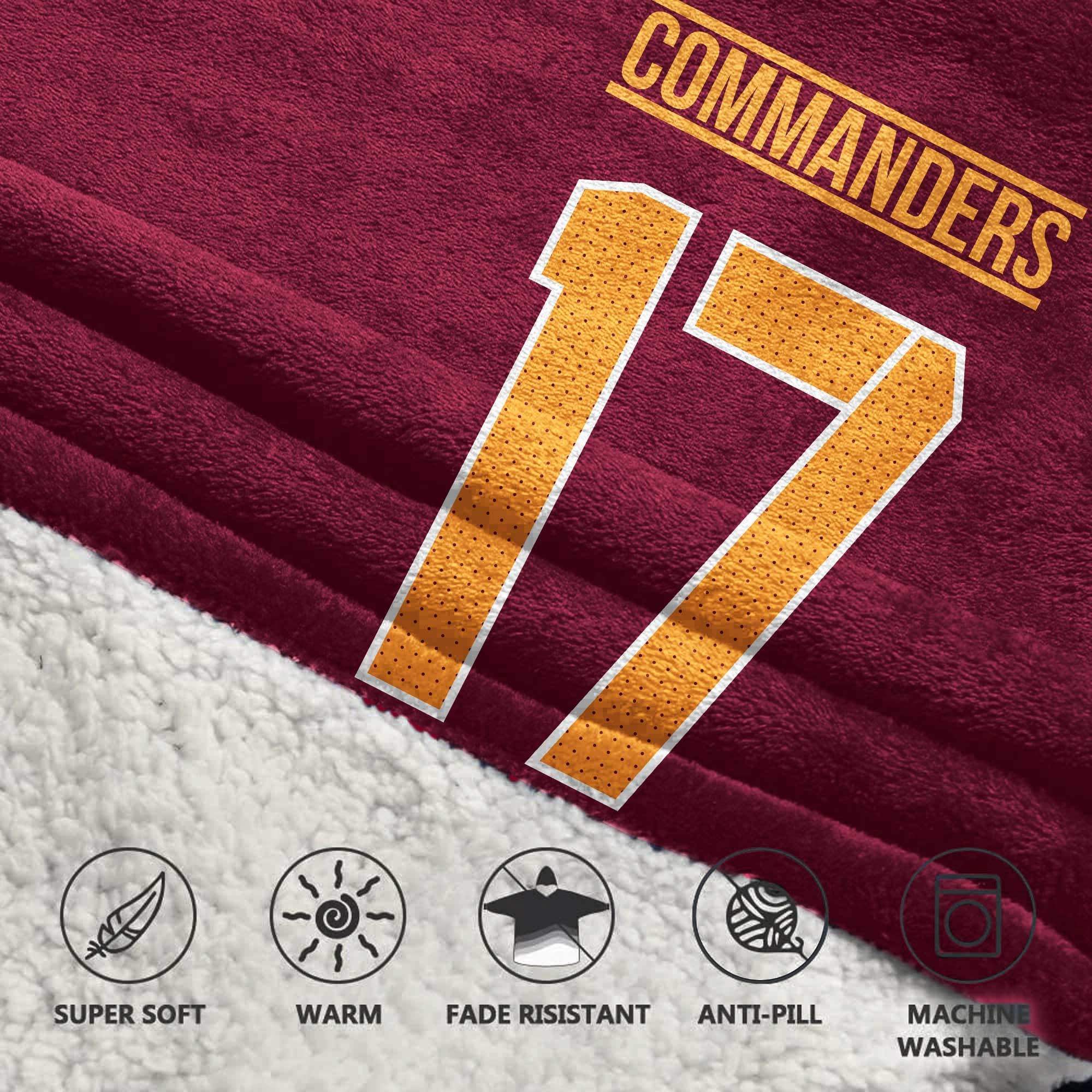 Adult 7 Washington Football Unisex Blanket Hoodie