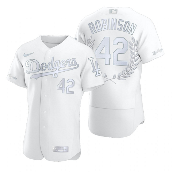 Men's Los Angeles Dodgers #42 Jackie Robinson White  Flexbase Fashion Jersey