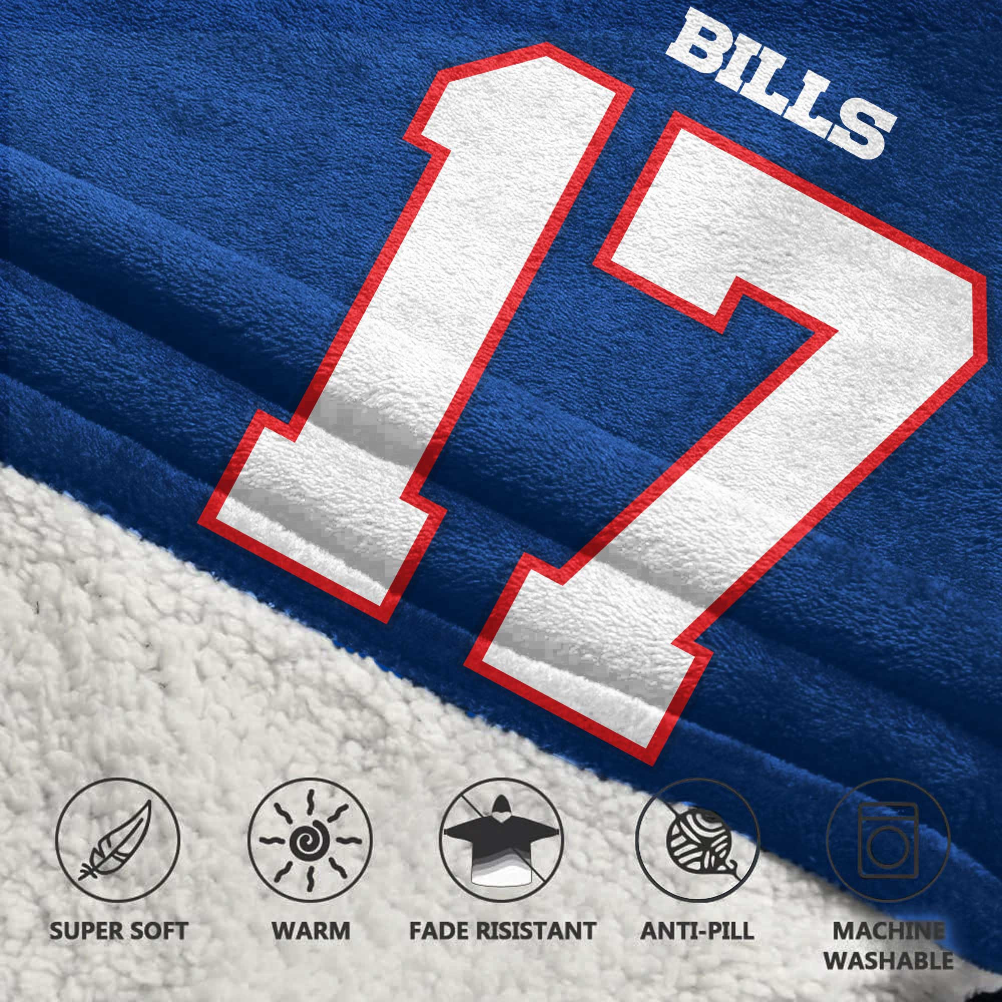 Adult J.A 17 Bills Football Unisex Blanket Hoodie