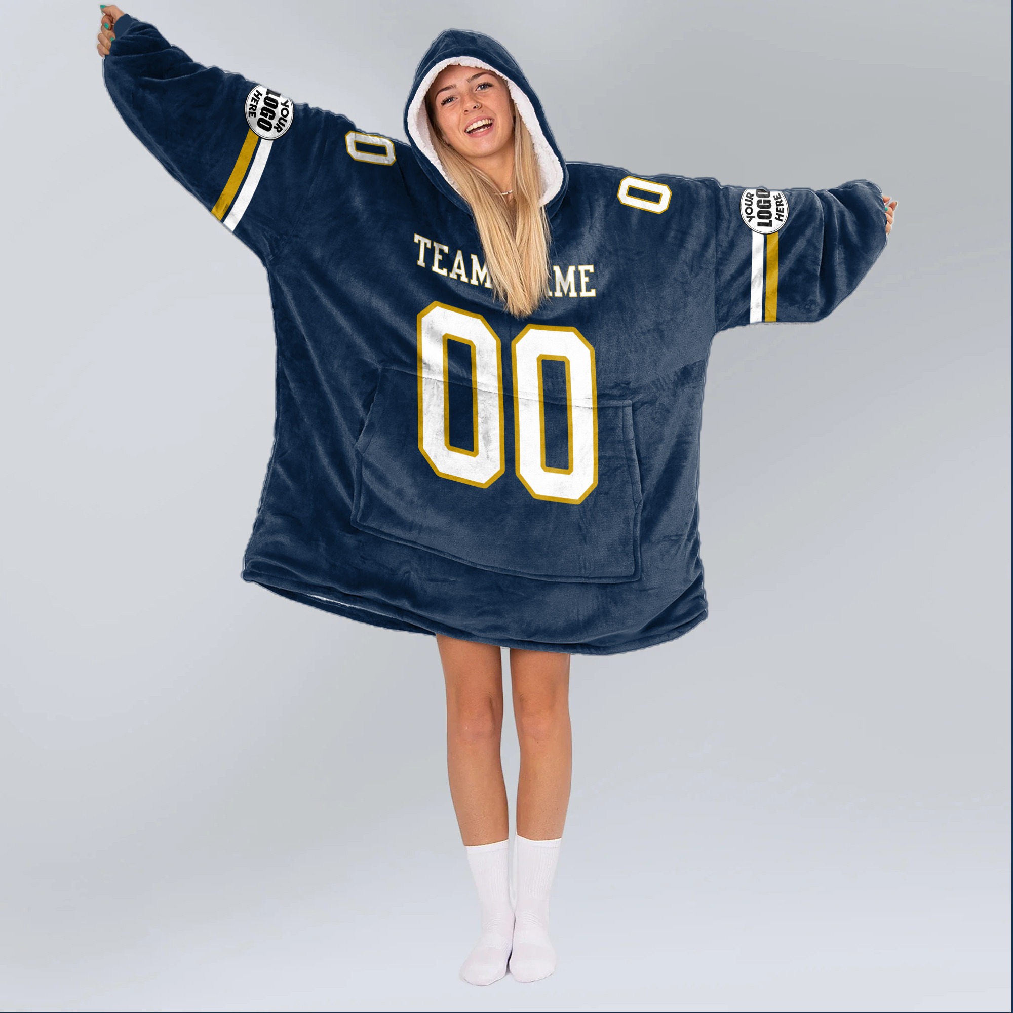 Adult Custom Blanket Hoodie Notre Dame Inspired Color