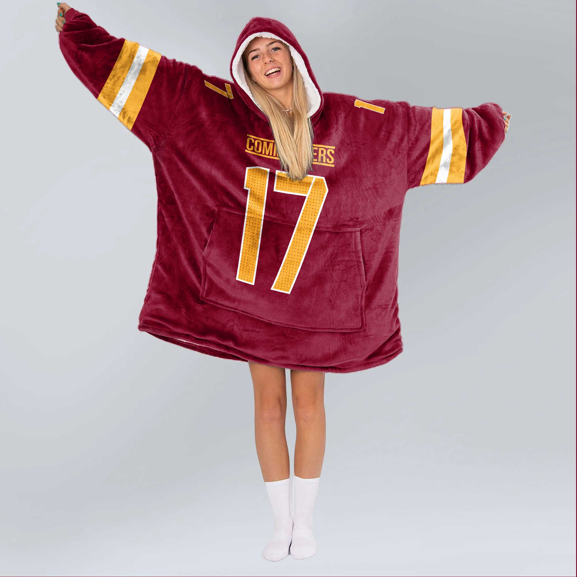 Adult 7 Washington Football Unisex Blanket Hoodie