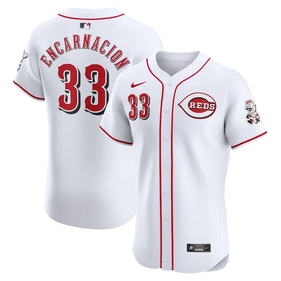 Men's Cincinnati Reds #33 Christian Encarnacion-Strand  White Home Elite Player Jersey