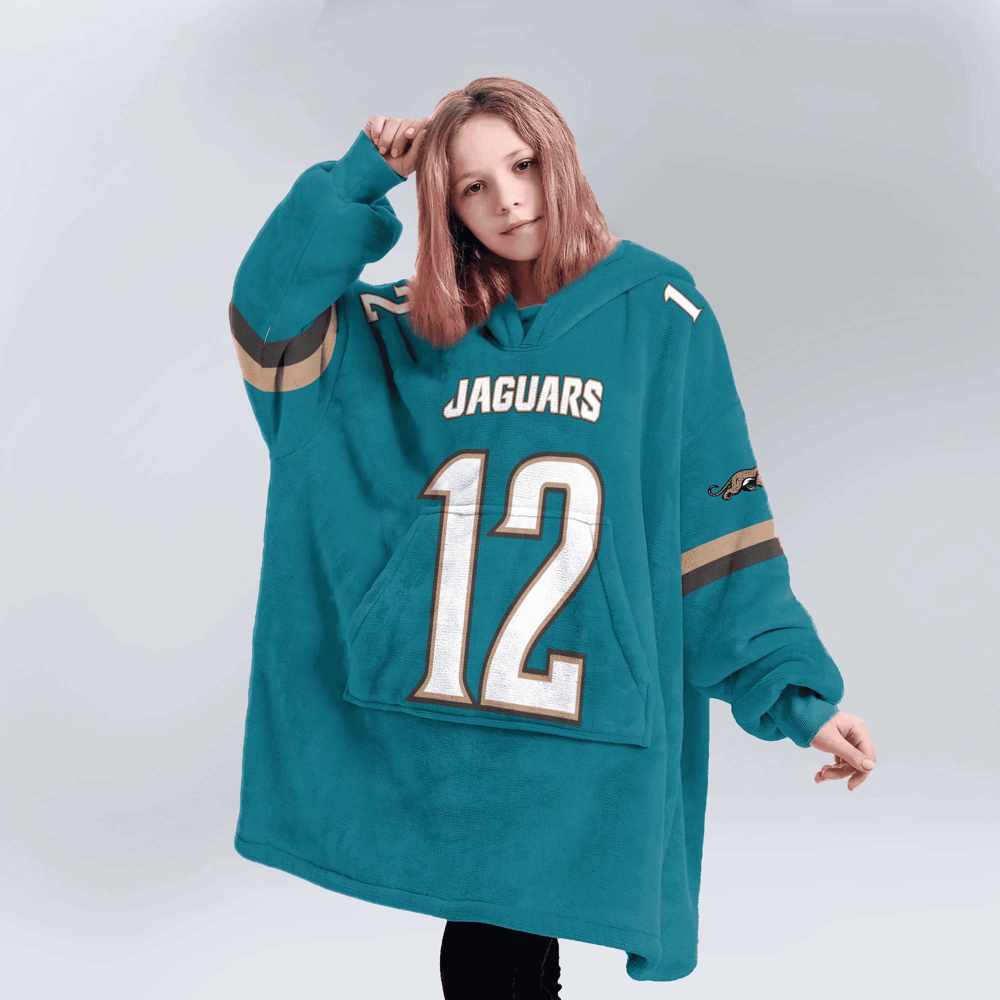 Kid 12 Jacksonville Football Unisex Blanket Hoodie