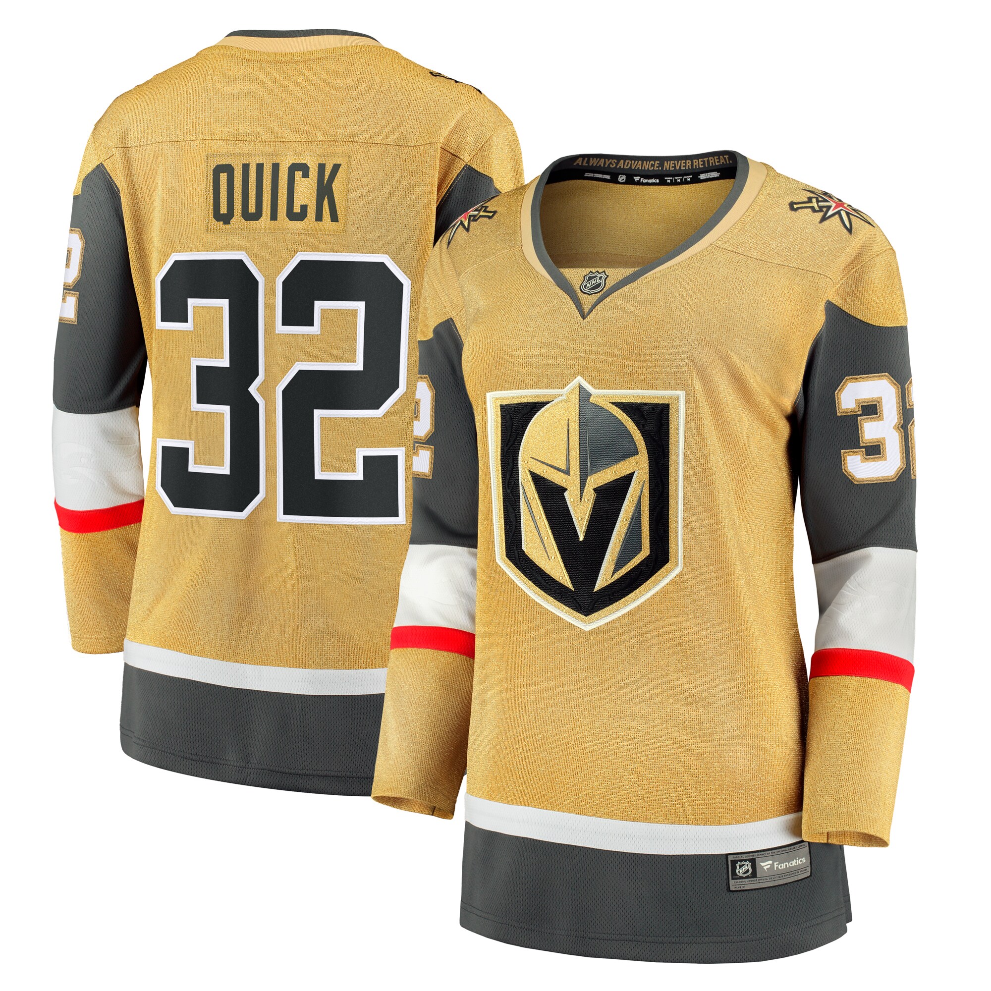 Jonathan Quick Vegas Golden Knights Women's Home Breakaway Jersey - Gold