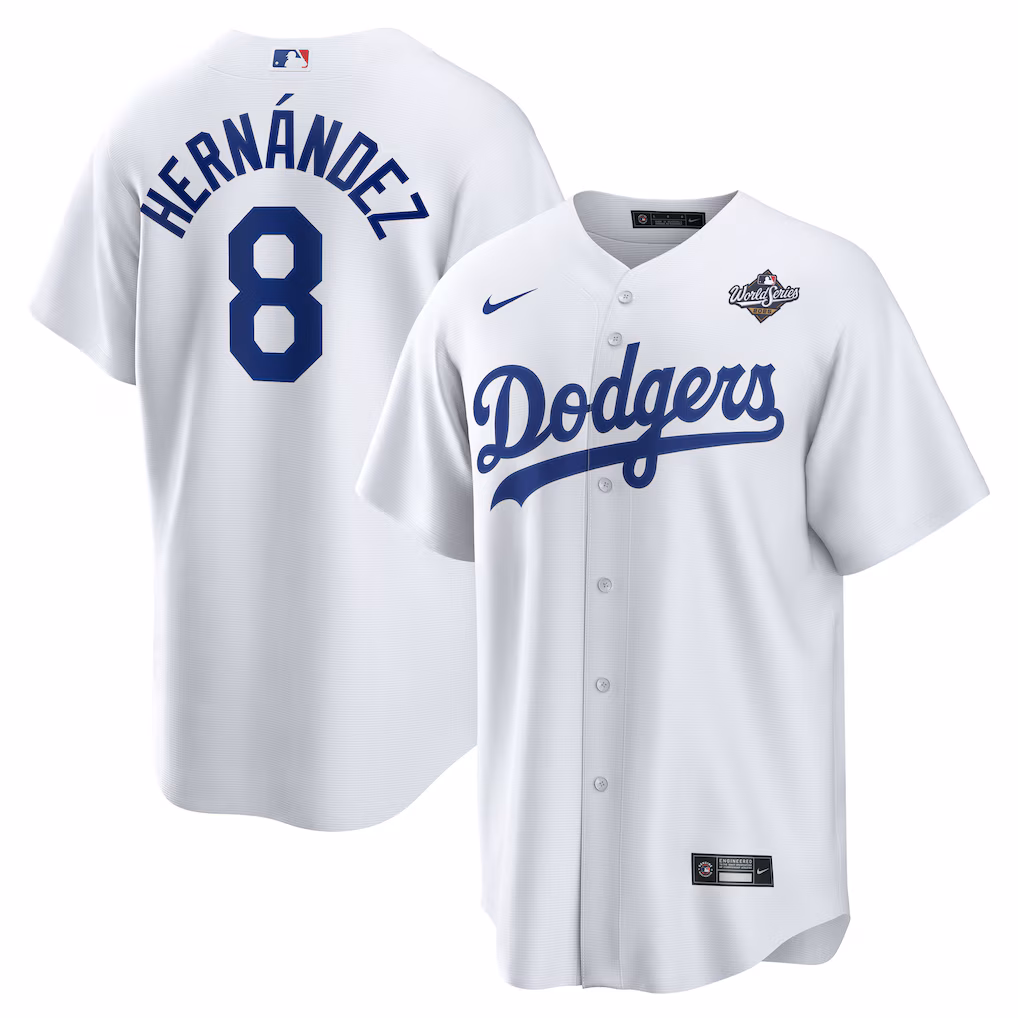 Enrique Hernández #8 Los Angeles Dodgers 2025 World Series Home Replica Player Jersey - White