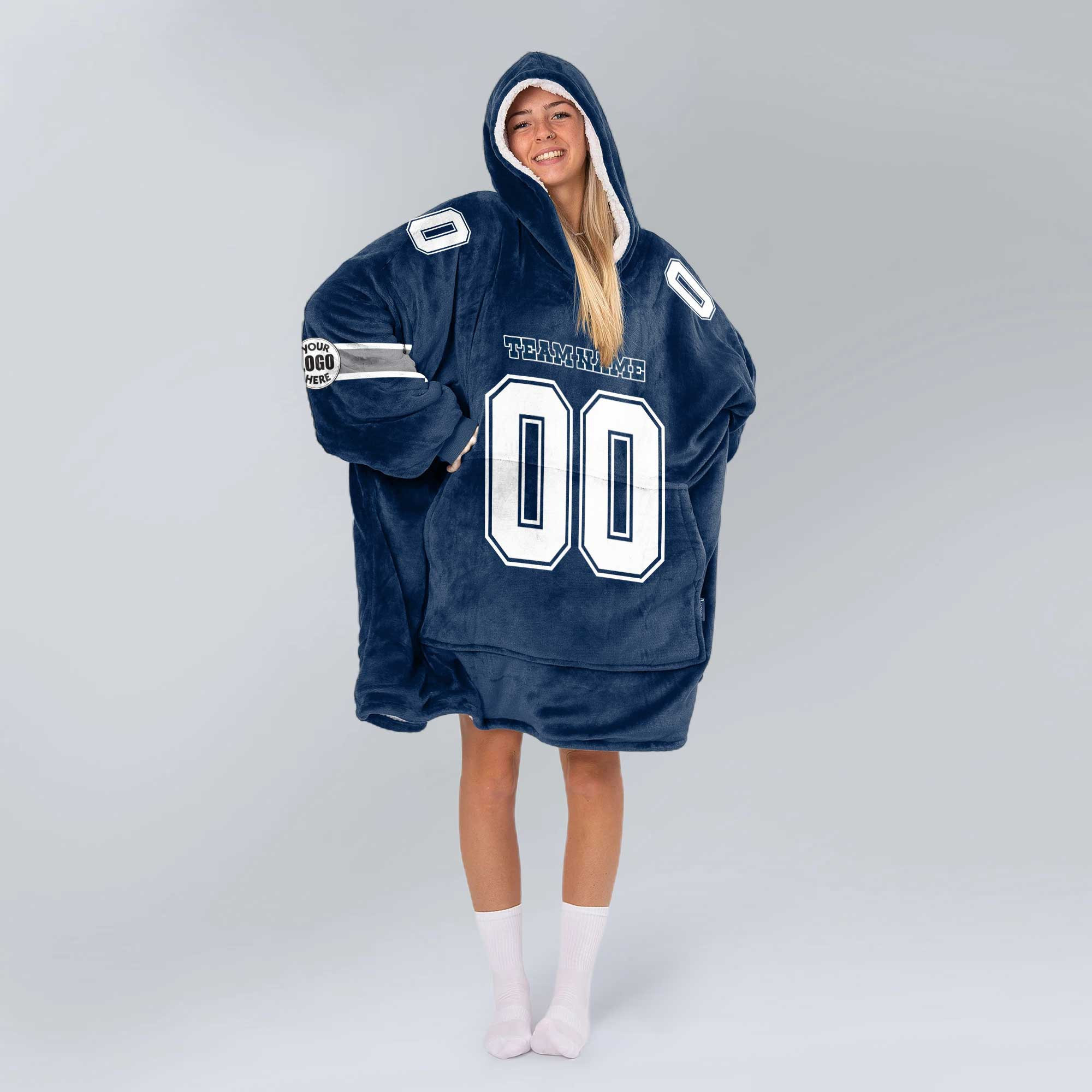 Adult Custom Blanket Hoodie Dallas Inspired Color