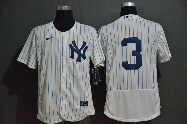 Men's New York Yankees #3 Babe Ruth White Home No Name Stitched MLB Flex Base  Jersey