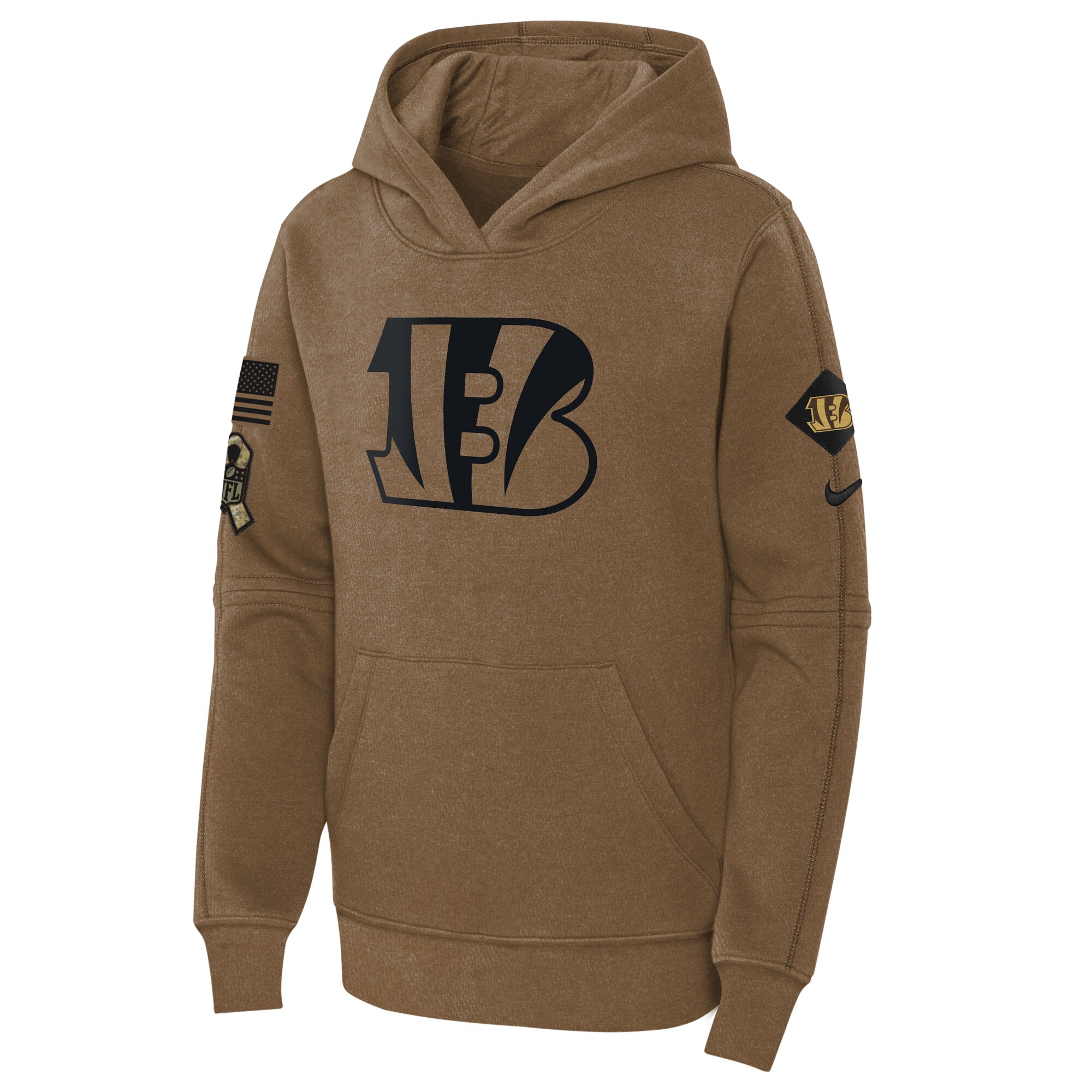 Cincinnati Bengals  Youth 2023 Salute to Service Club Fleece Pullover Hoodie - Brown