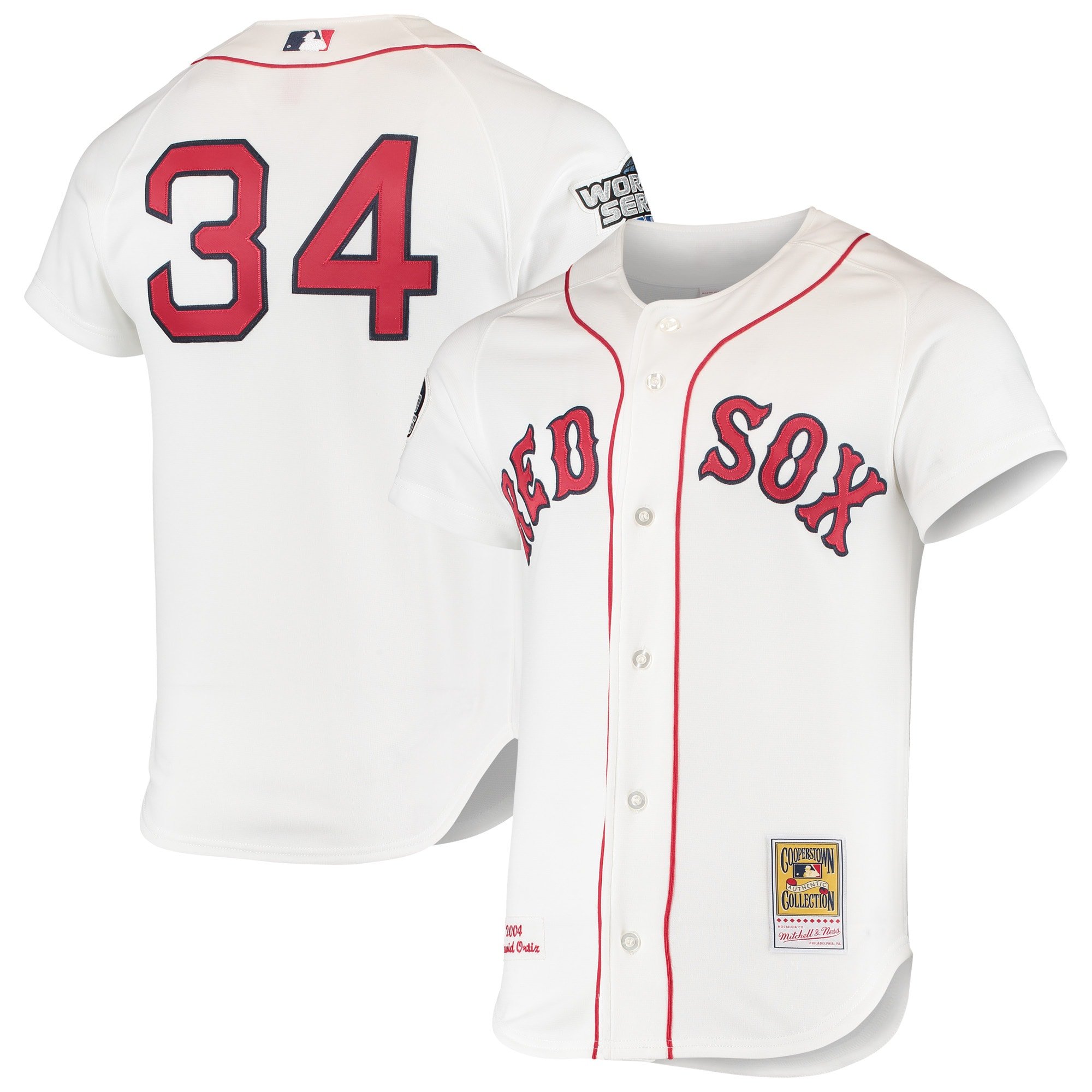 Men's Boston Red Sox David Ortiz Mitchell & Ness White 2004 Cooperstown Collection Home Jersey