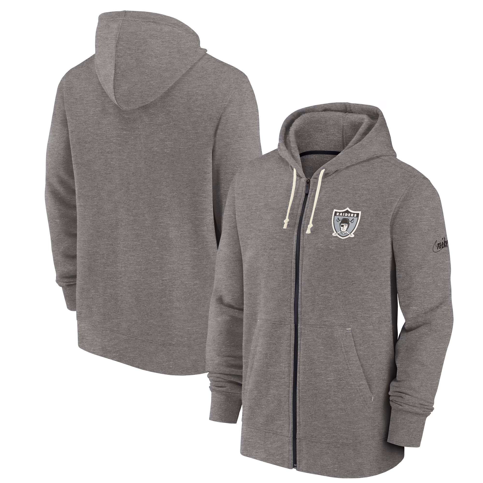 Las Vegas Raiders Historic Lifestyle Full-Zip Hoodie - Heather Gray
