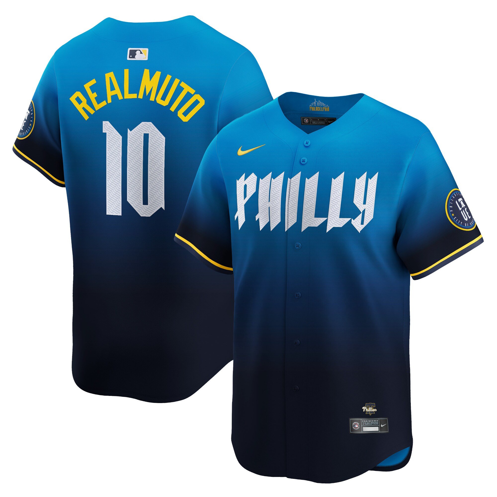 Men's Philadelphia Phillies #10 J.T. Realmuto  Blue 2024 City Connect Limited Player Jersey