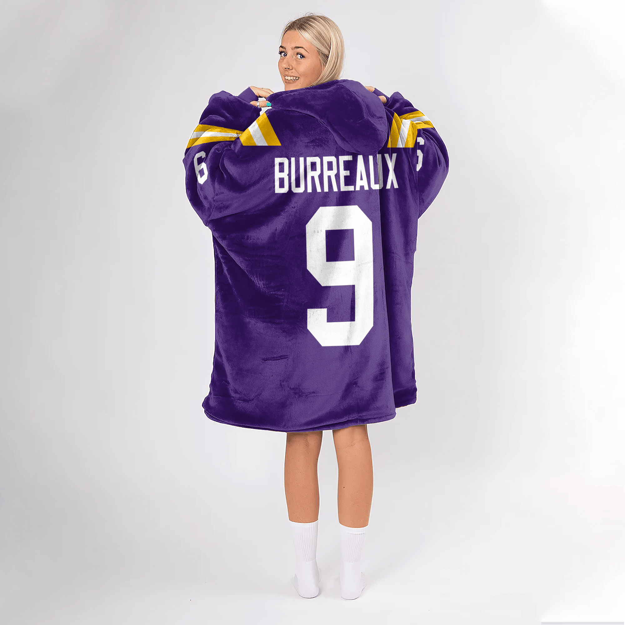Adult J.B 9 LSU Football Unisex Blanket Hoodie