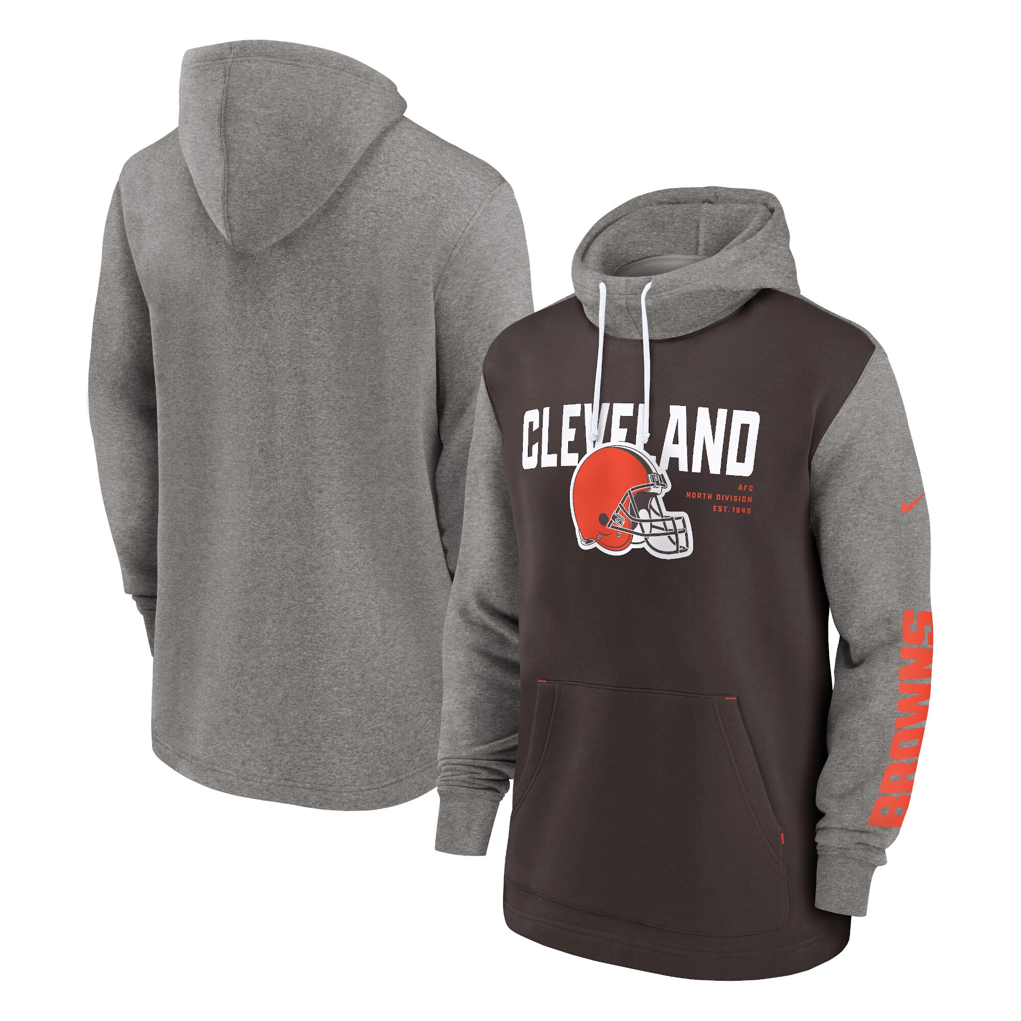 Cleveland Browns Fashion Color Block Pullover Hoodie - Brown