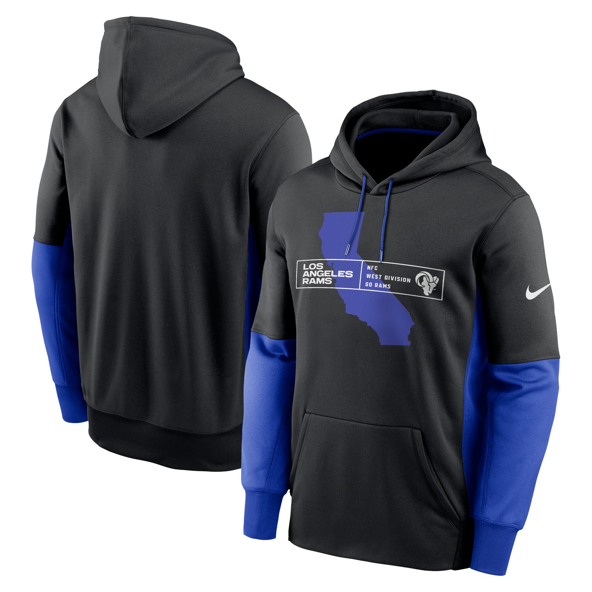 Los Angeles Rams Color Block Fleece Performance Pullover Hoodie - Black