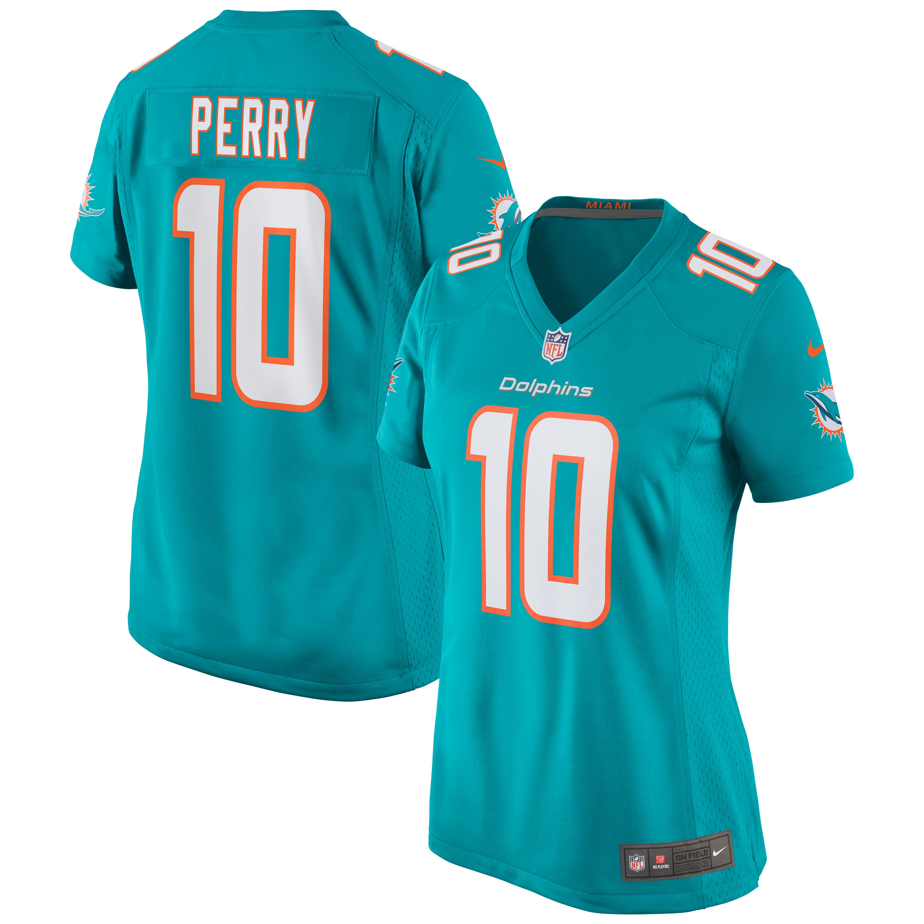 Malcolm Perry Miami Dolphins Women's Game Jersey - Aqua
