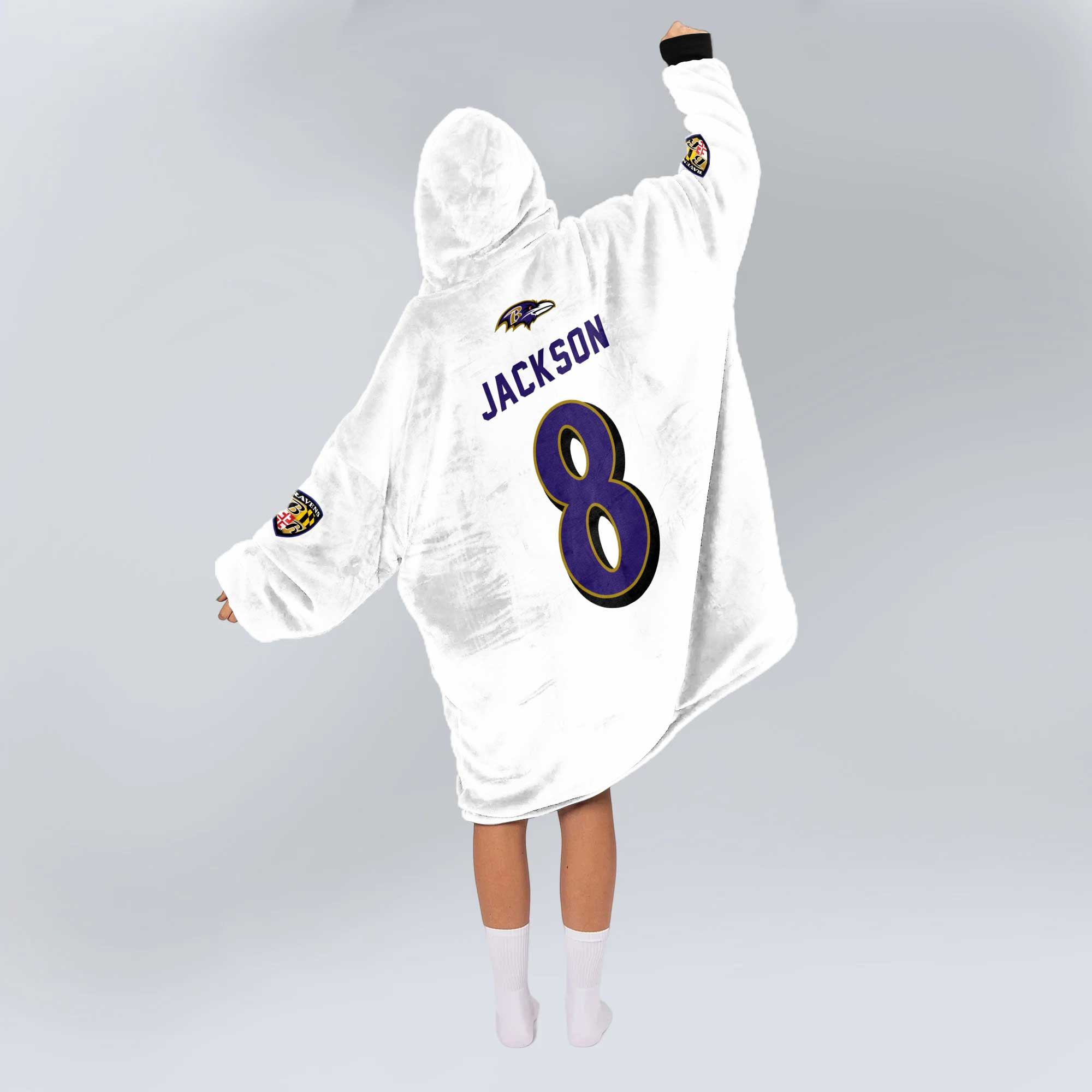 Adult Captain 8 Baltimore Football Unisex Blanket Hoodie