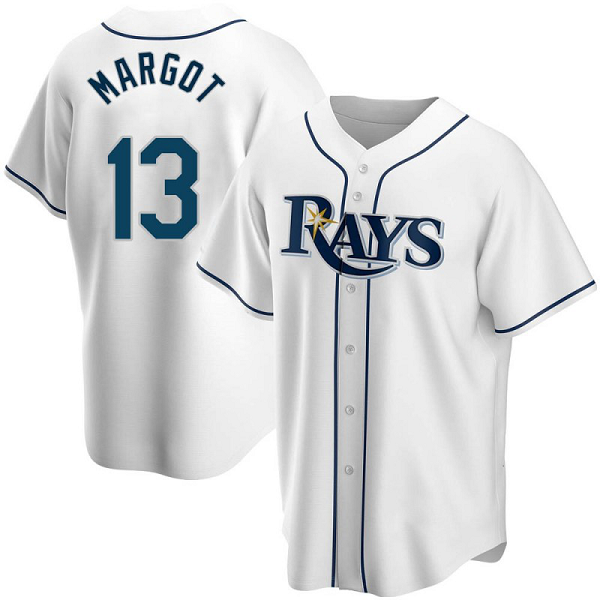 Men's Tampa Bay Rays #13 Manuel Margot White Home  MLB Jersey