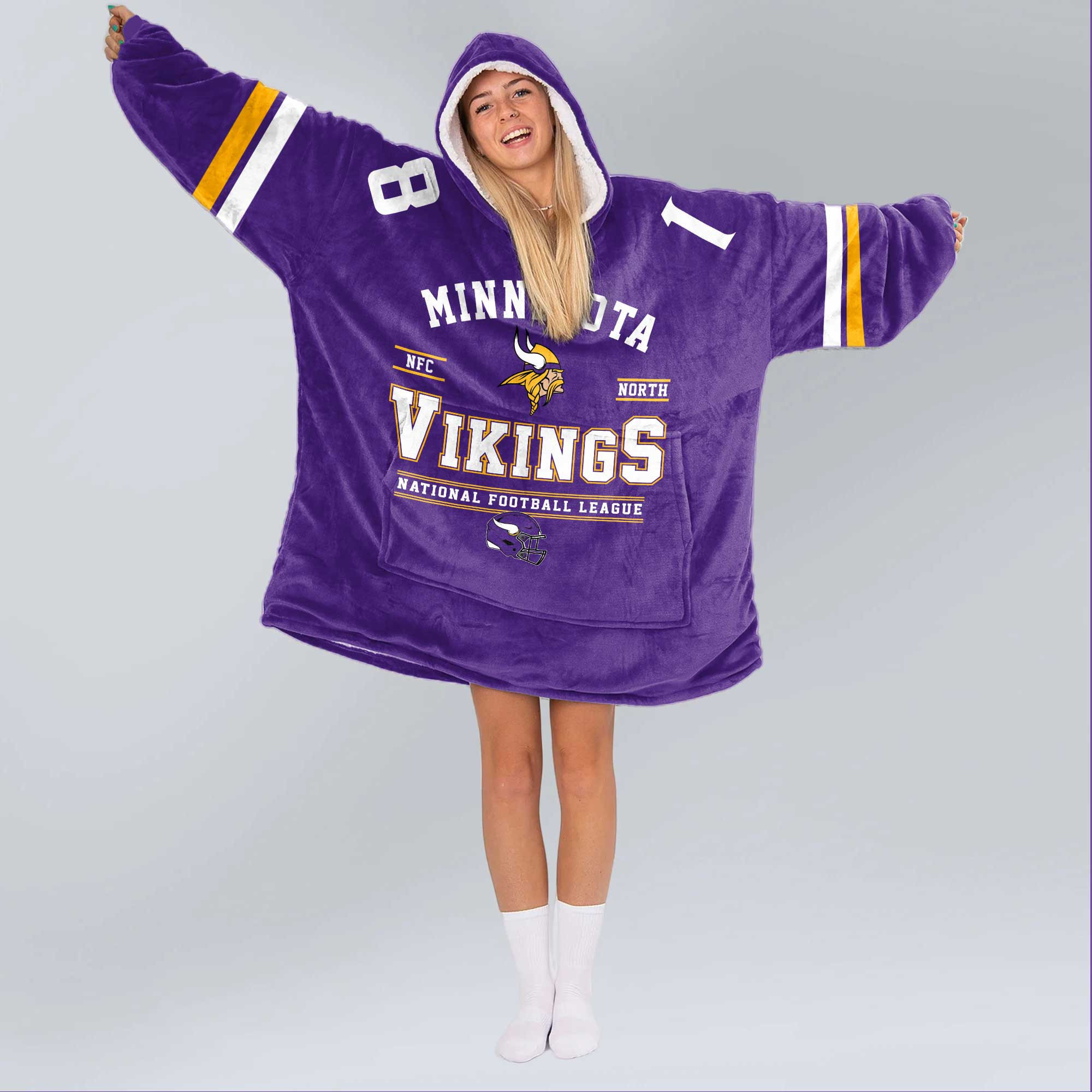 Adult JJ 18 Minnesota Football Unisex Blanket Hoodie