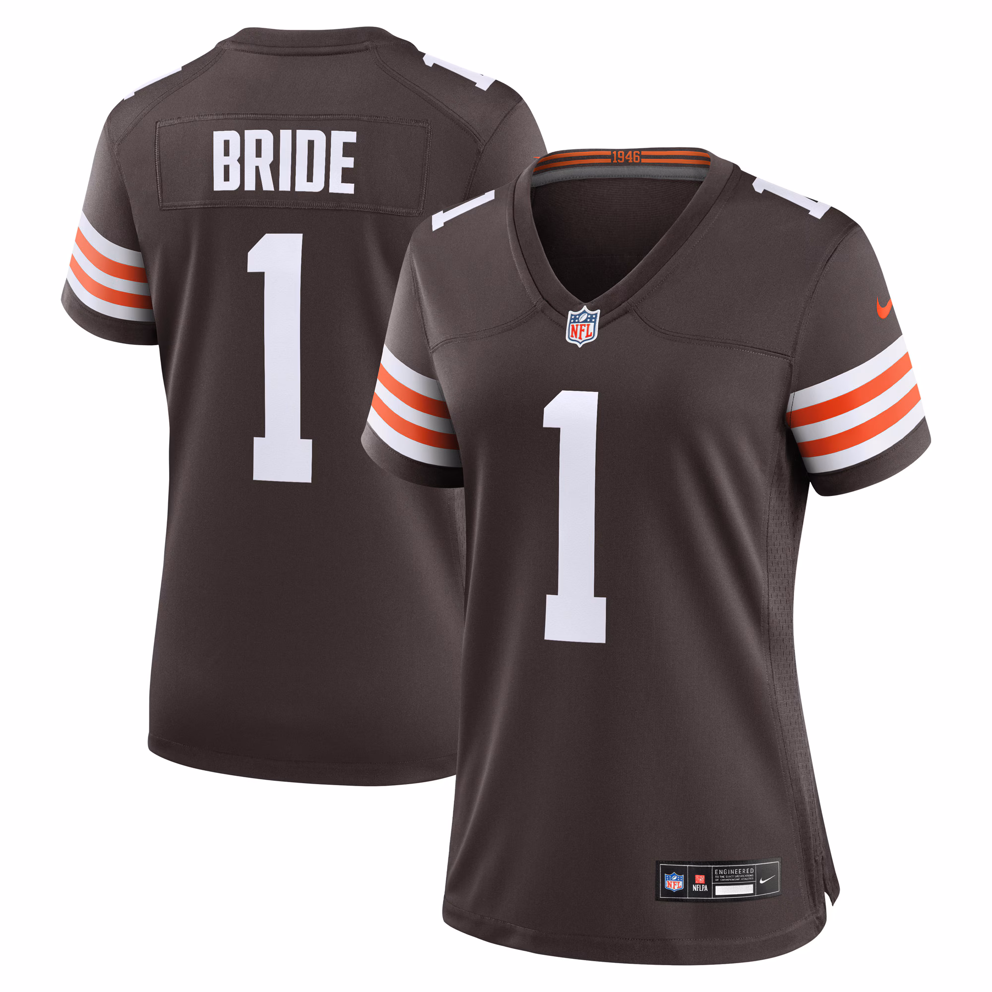 Number 1 Bride Cleveland Browns Women's Game Jersey - Brown