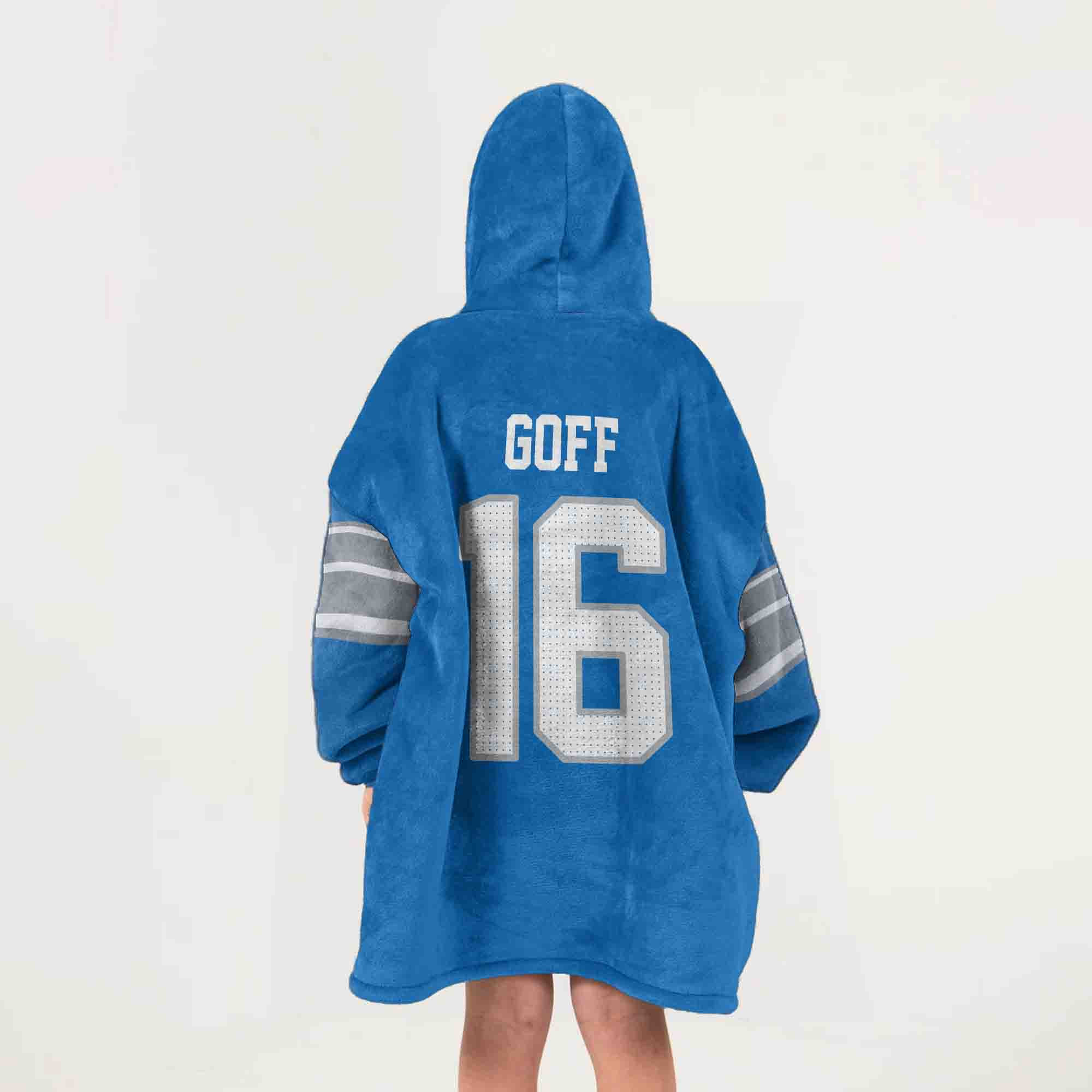 Adult JG 16 Detroit Football Unisex Blanket Hoodie