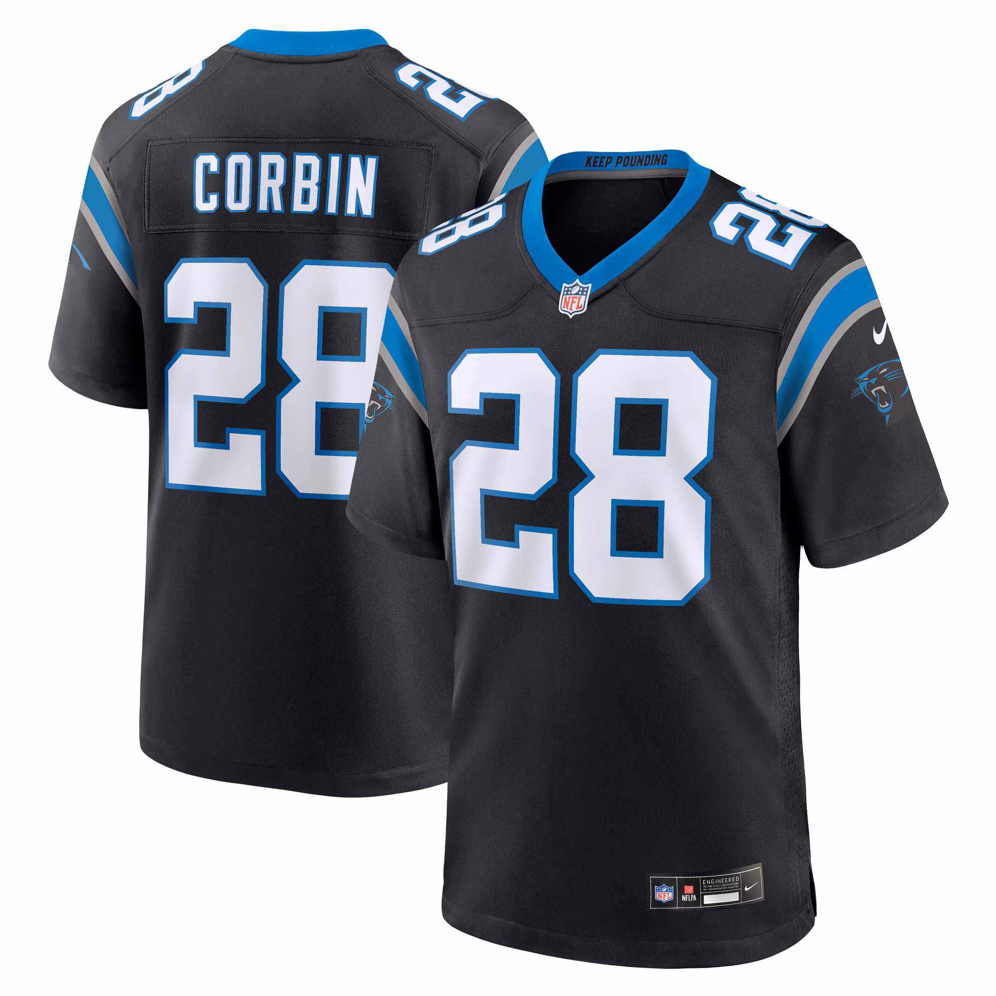 Jashaun Corbin Carolina Panthers Team Game Jersey -  Black
