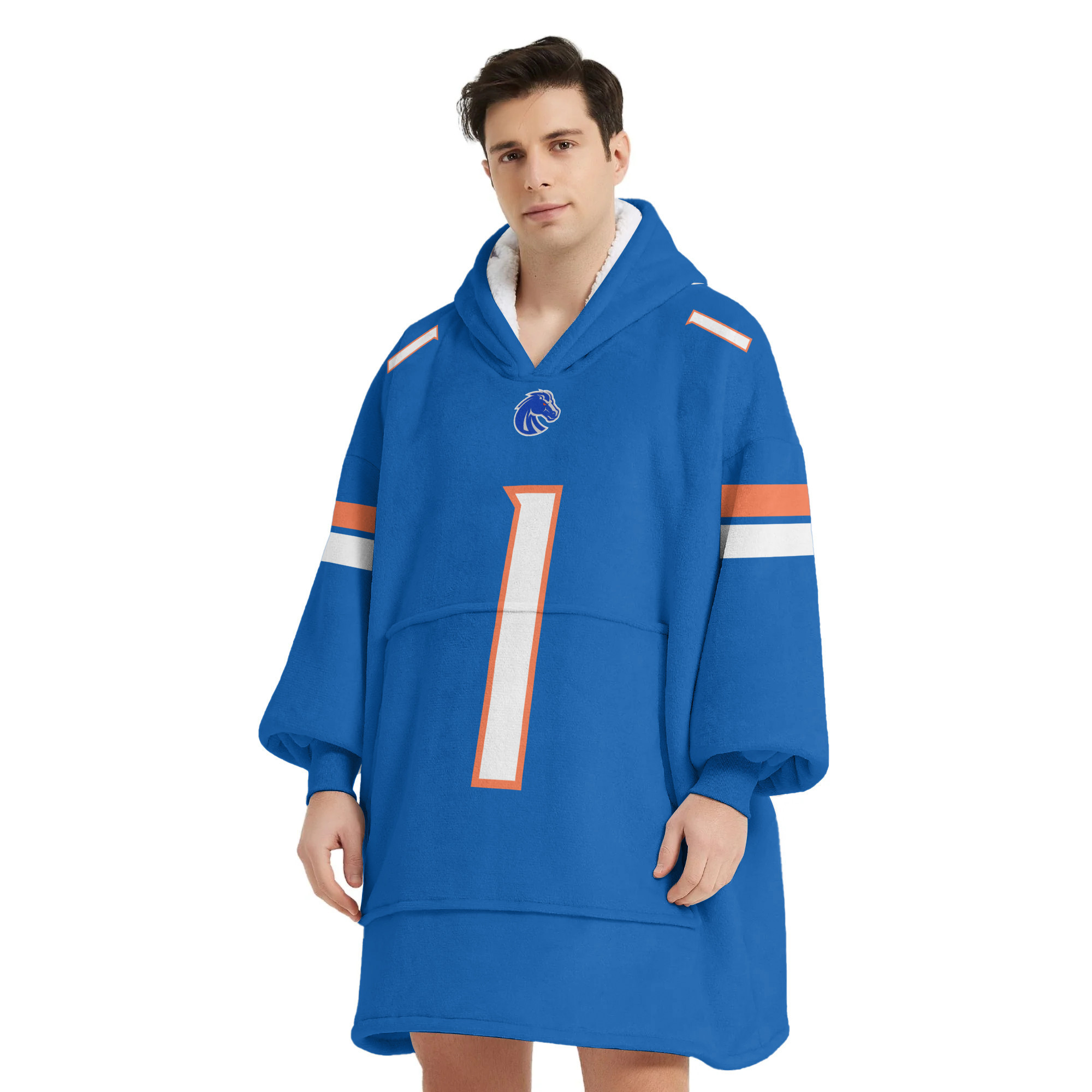 Adult #1 Boise State Football Unisex Blanket Hoodie