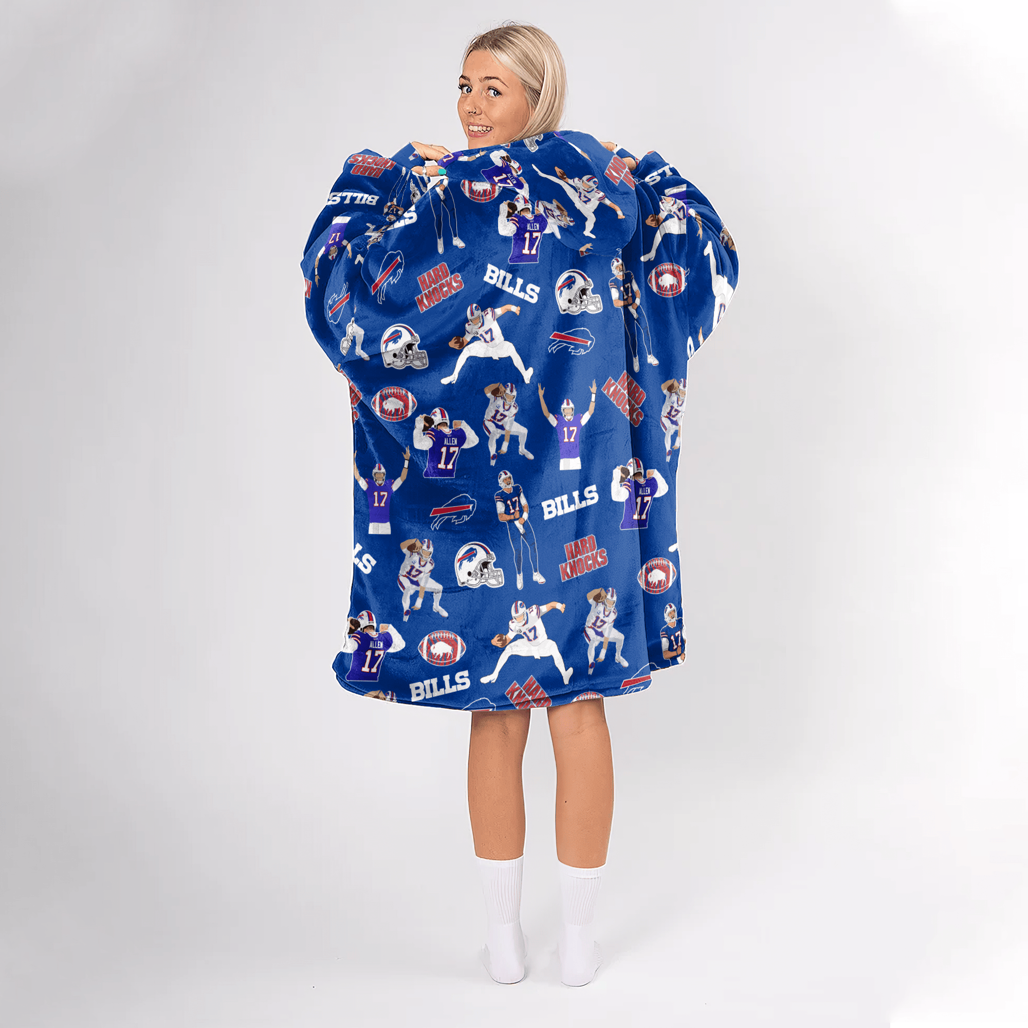 J.A 17 Buffalo Football Full Patterns Unisex Blanket Hoodie