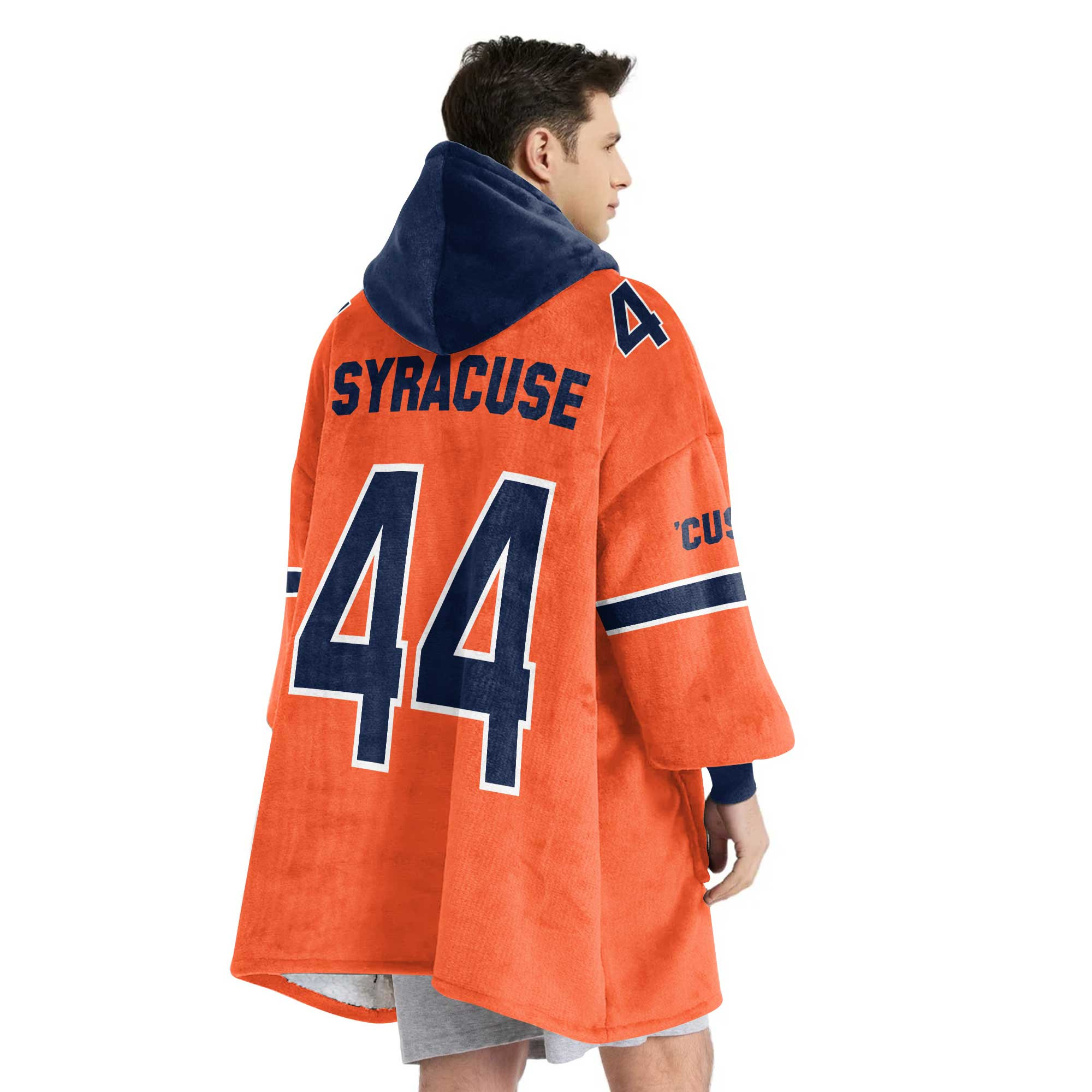 Adult #44 Navy Syracuse Football Unisex Blanket Hoodie