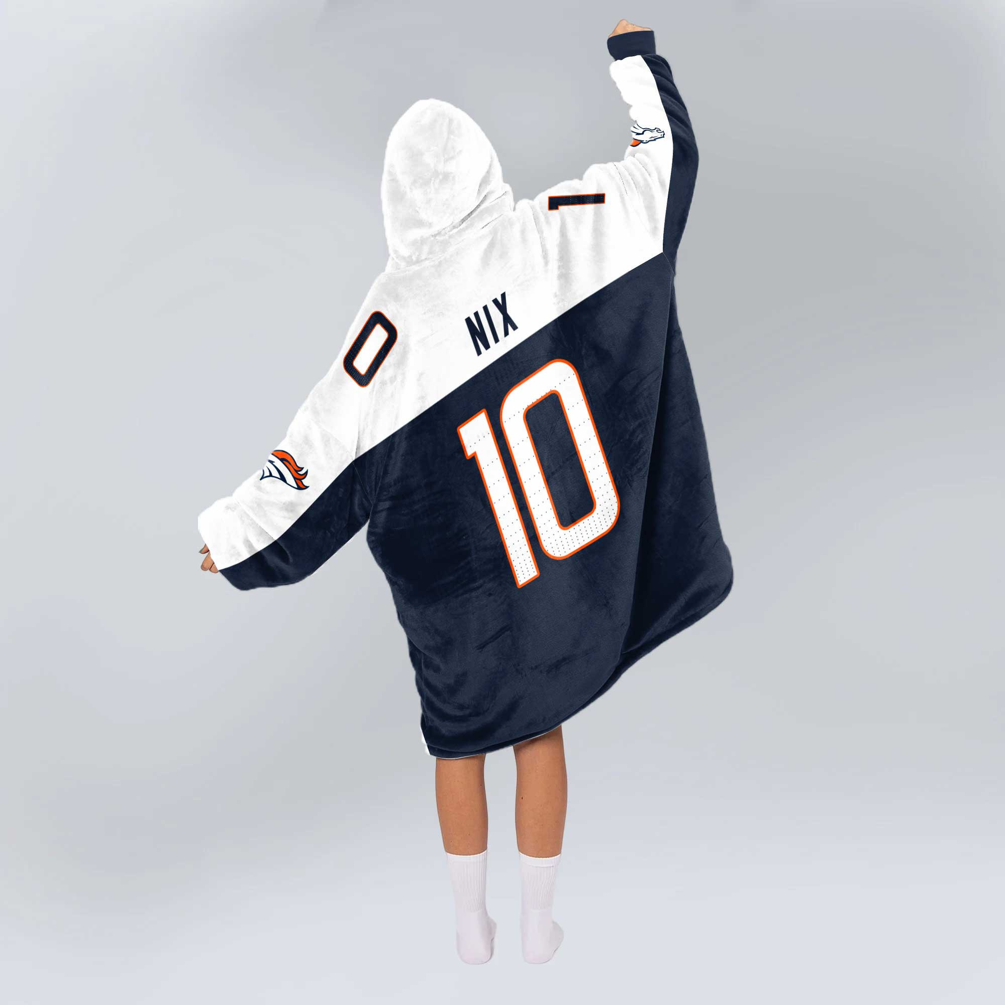 Adult 10 Denver Football Unisex Blanket Hoodie