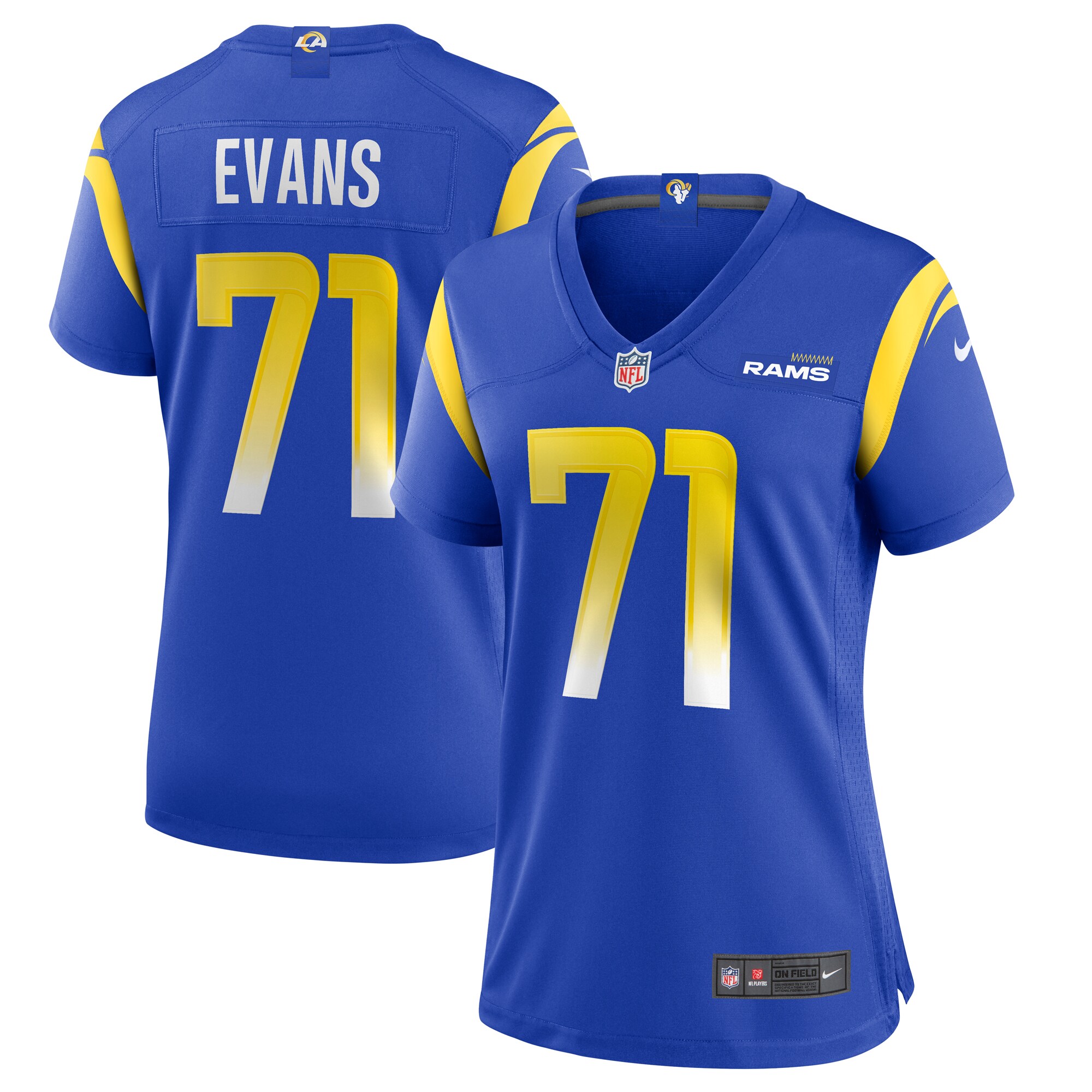 Bobby Evans Los Angeles Rams  Women's Game Jersey - Royal