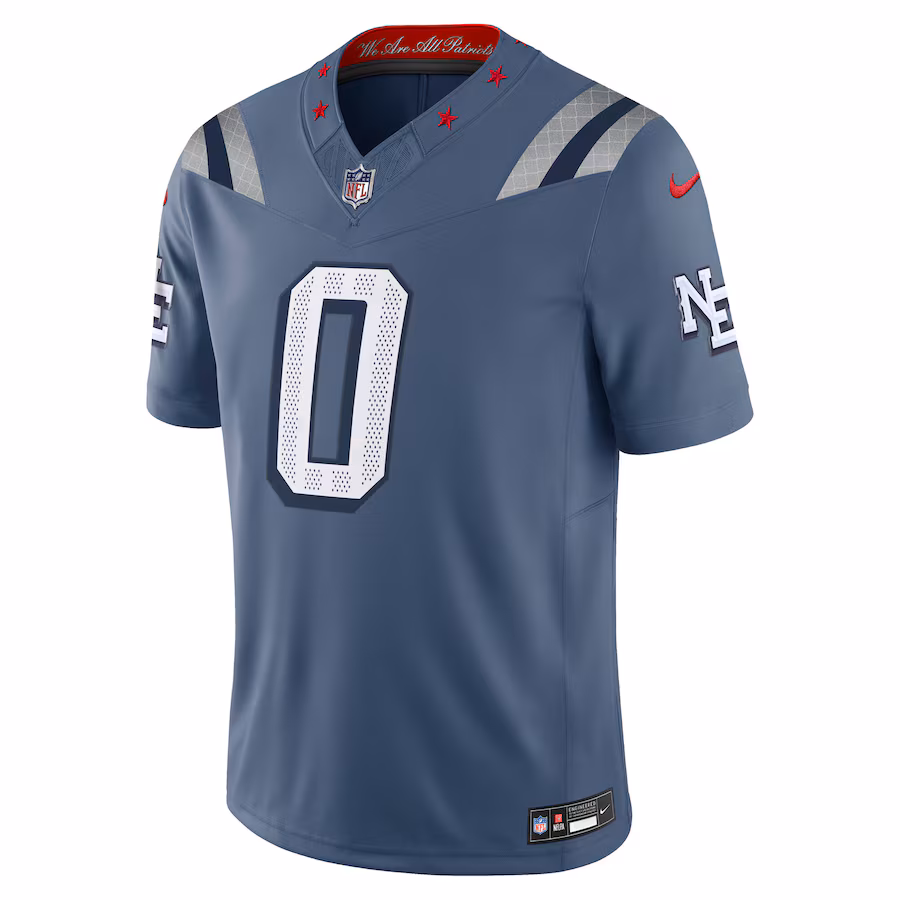 Christian Gonzalez #0 New England Patriots 2025 Rivalries Collection Limited Jersey - Storm Blue